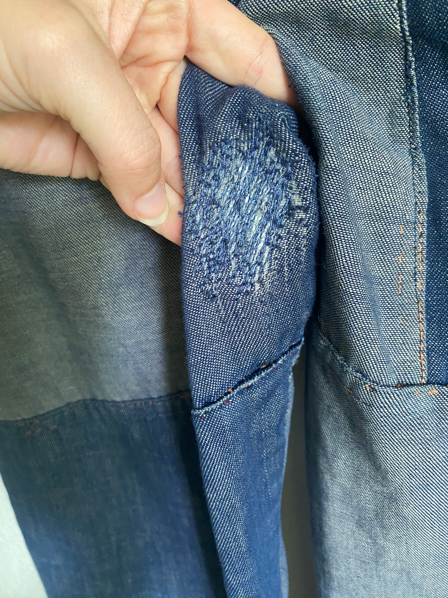 1970s Patchwork denim wide leg jeans 29” waist