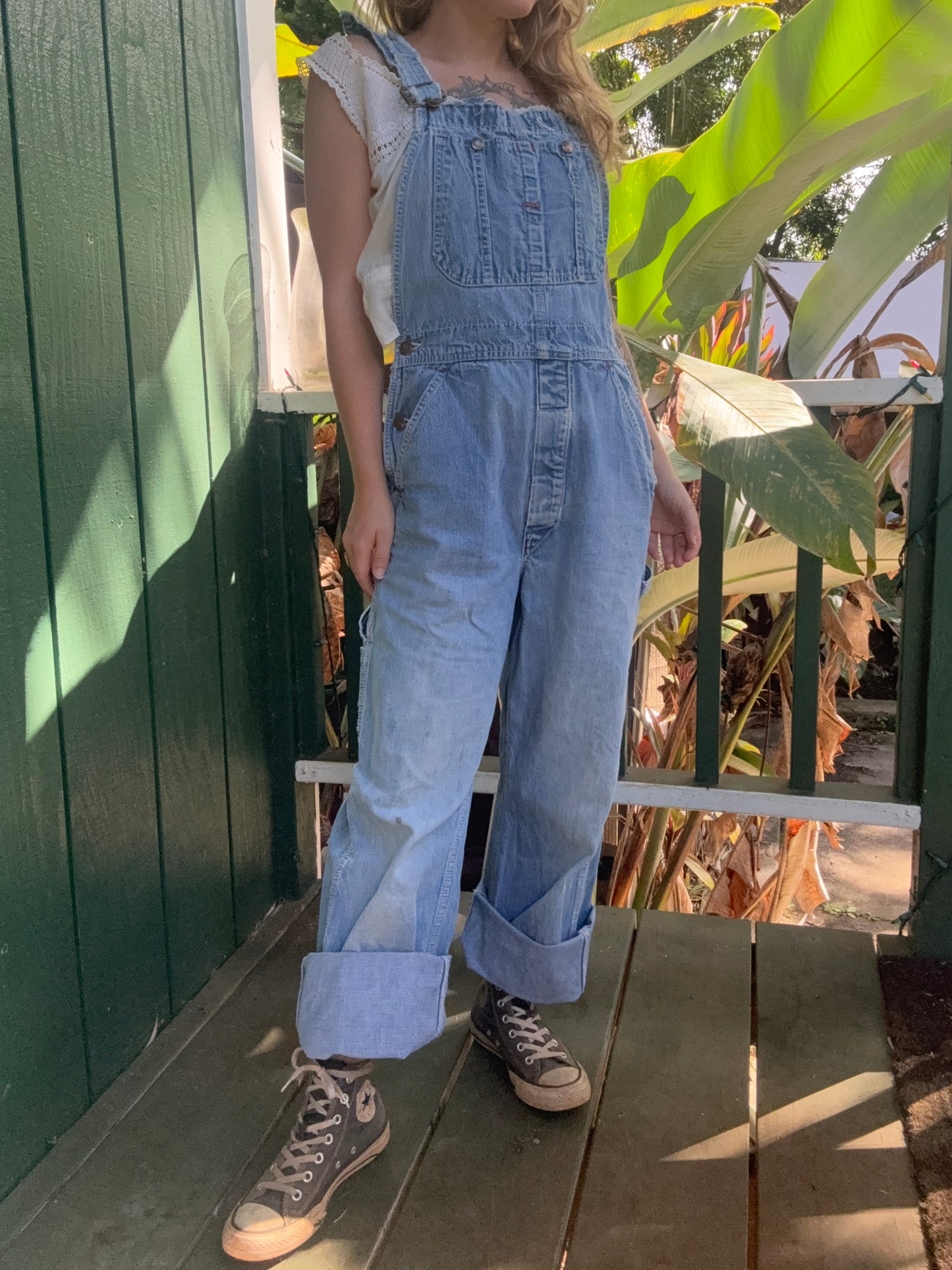1970s Big Mac light wash denim overalls 32”x31”