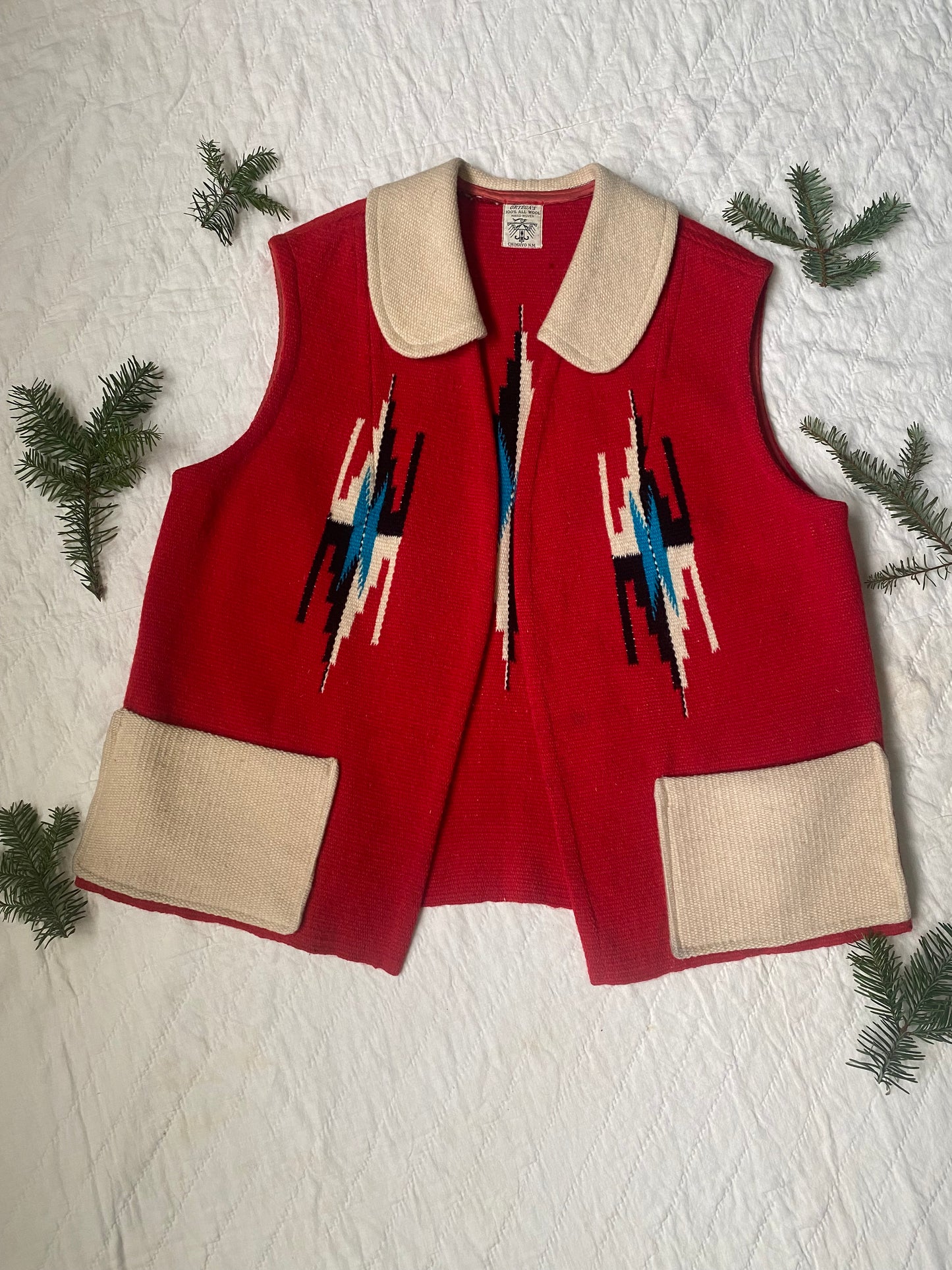 1970s two tone Ortega’s Chimayo Vest with Collar 42