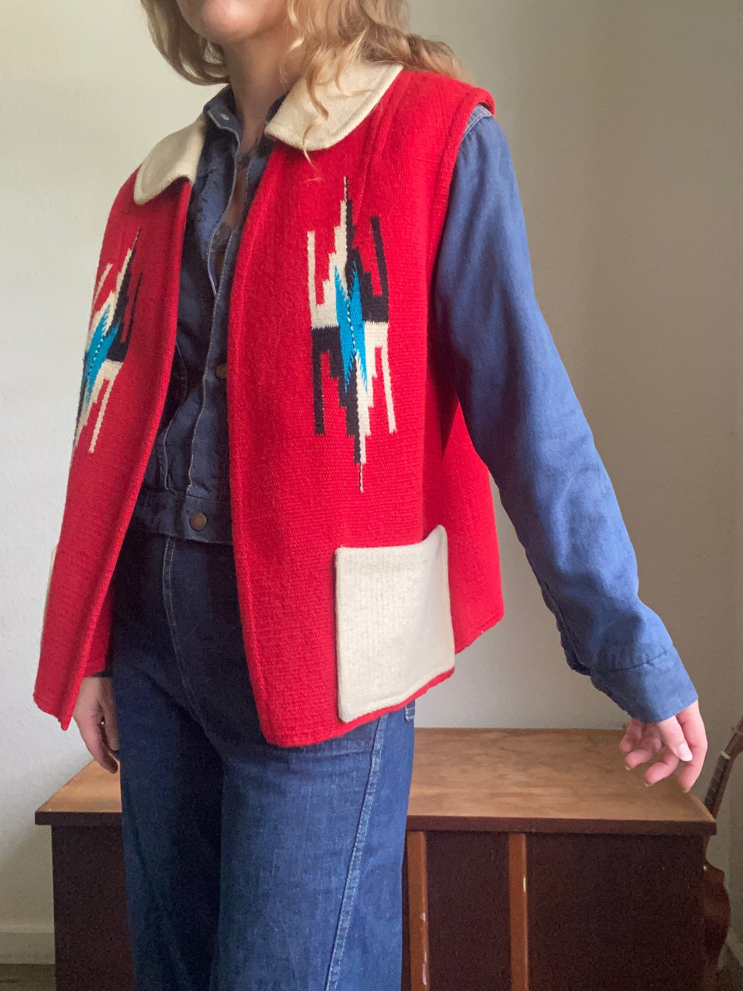 1970s two tone Ortega’s Chimayo Vest with Collar 42