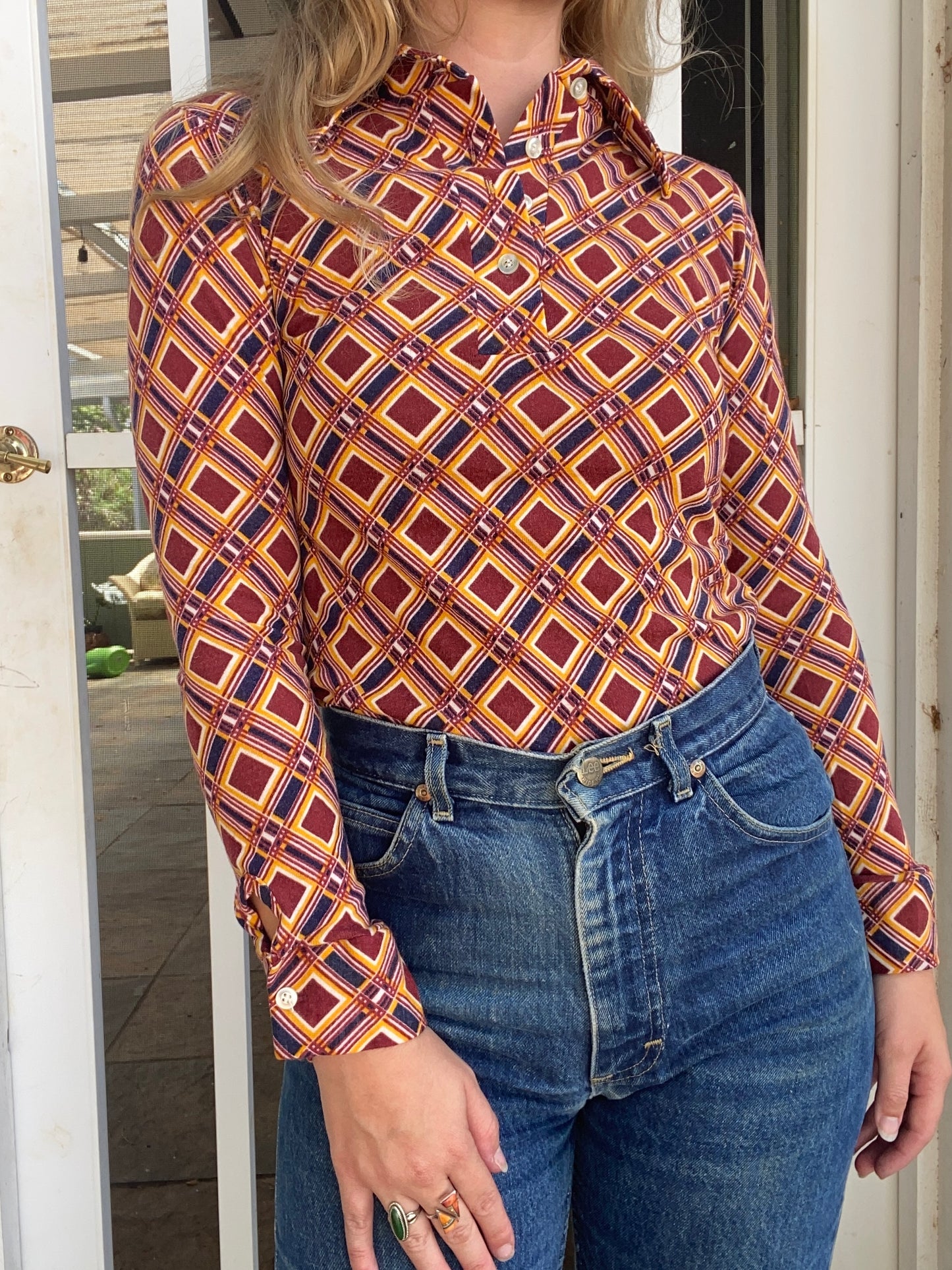 1970s Sears Bazaar Geometric Blouse