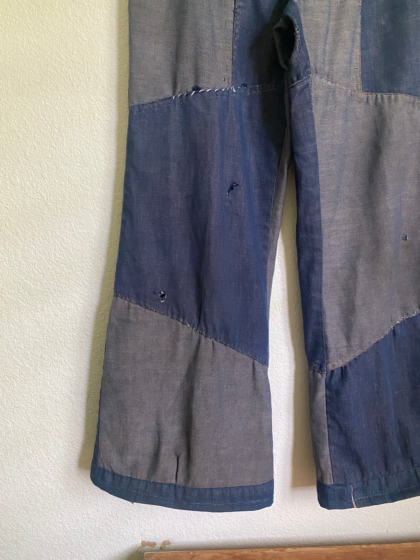 1970s Patchwork denim wide leg jeans 29” waist