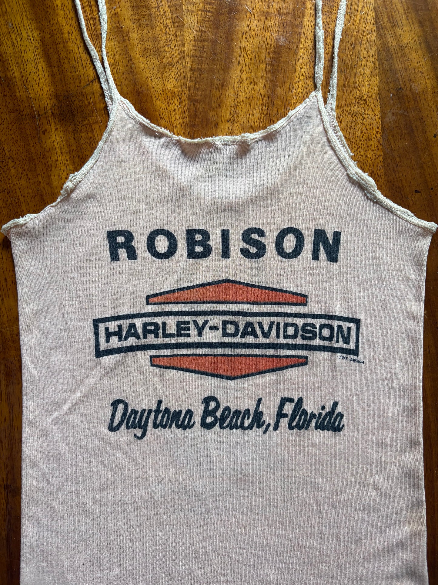 1970s pink Harley Davidson tank top Daytona Beach Robison