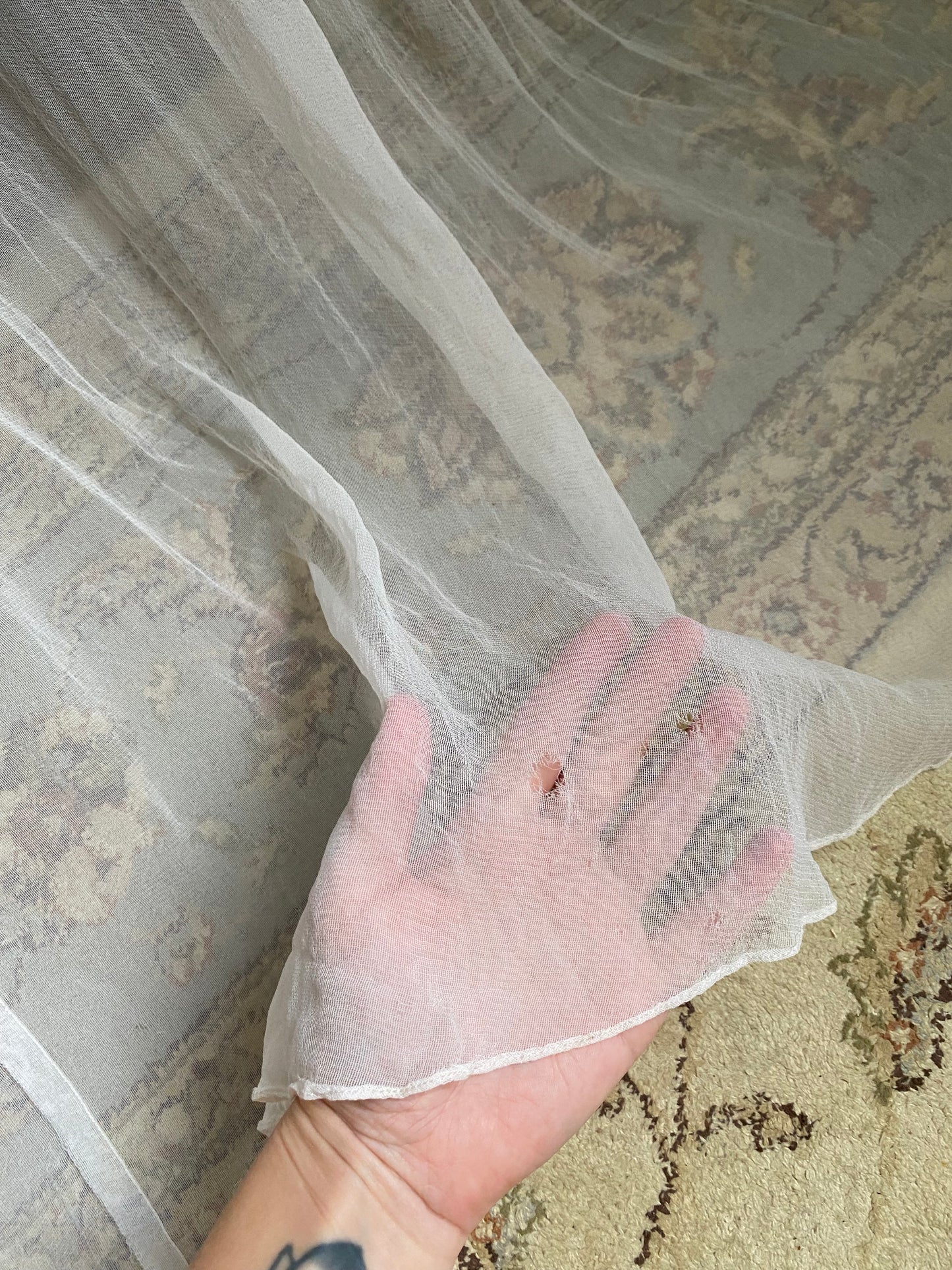 1930s 2 piece net tulle wedding gown and slip XS/S