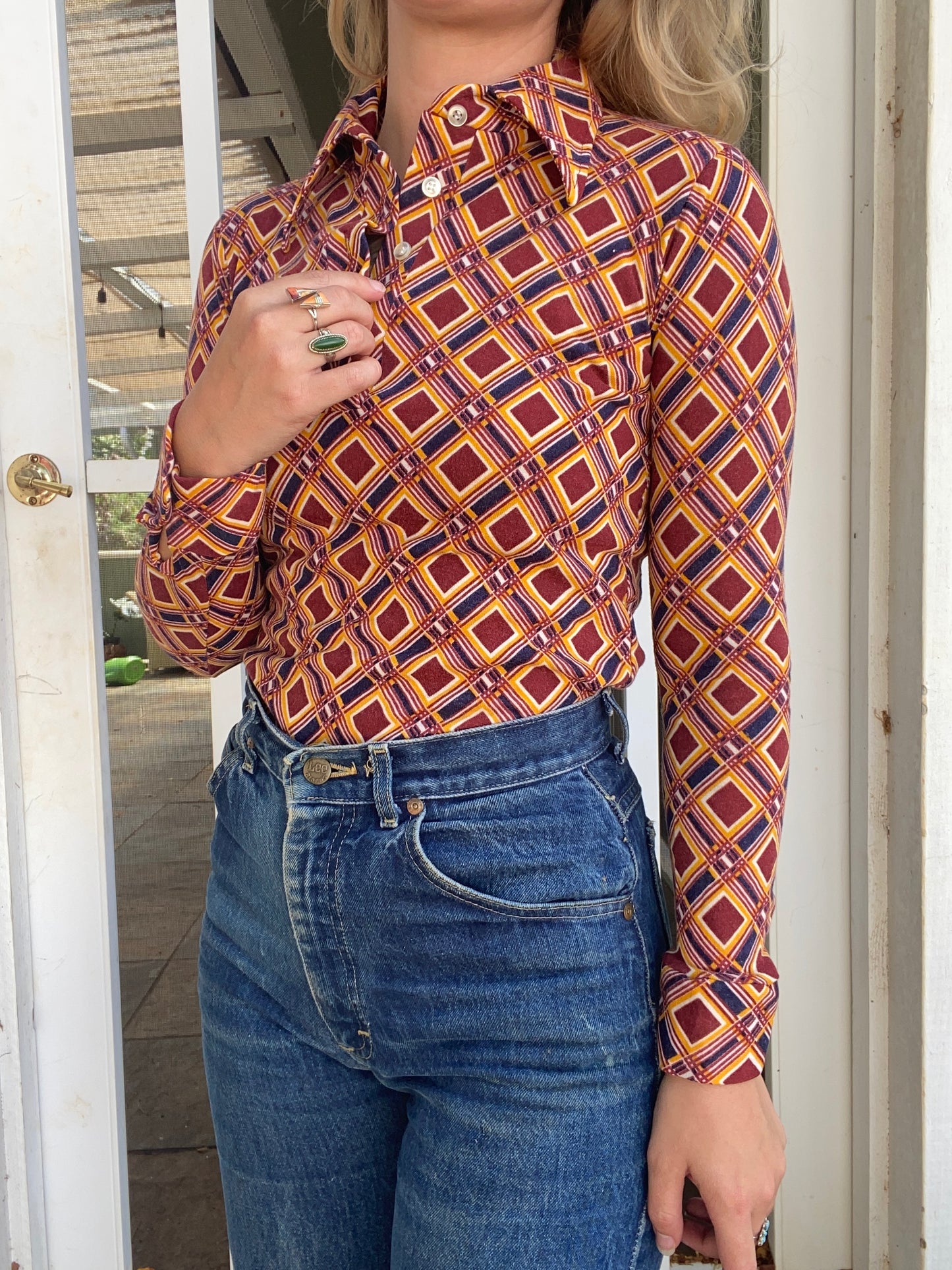 1970s Sears Bazaar Geometric Blouse