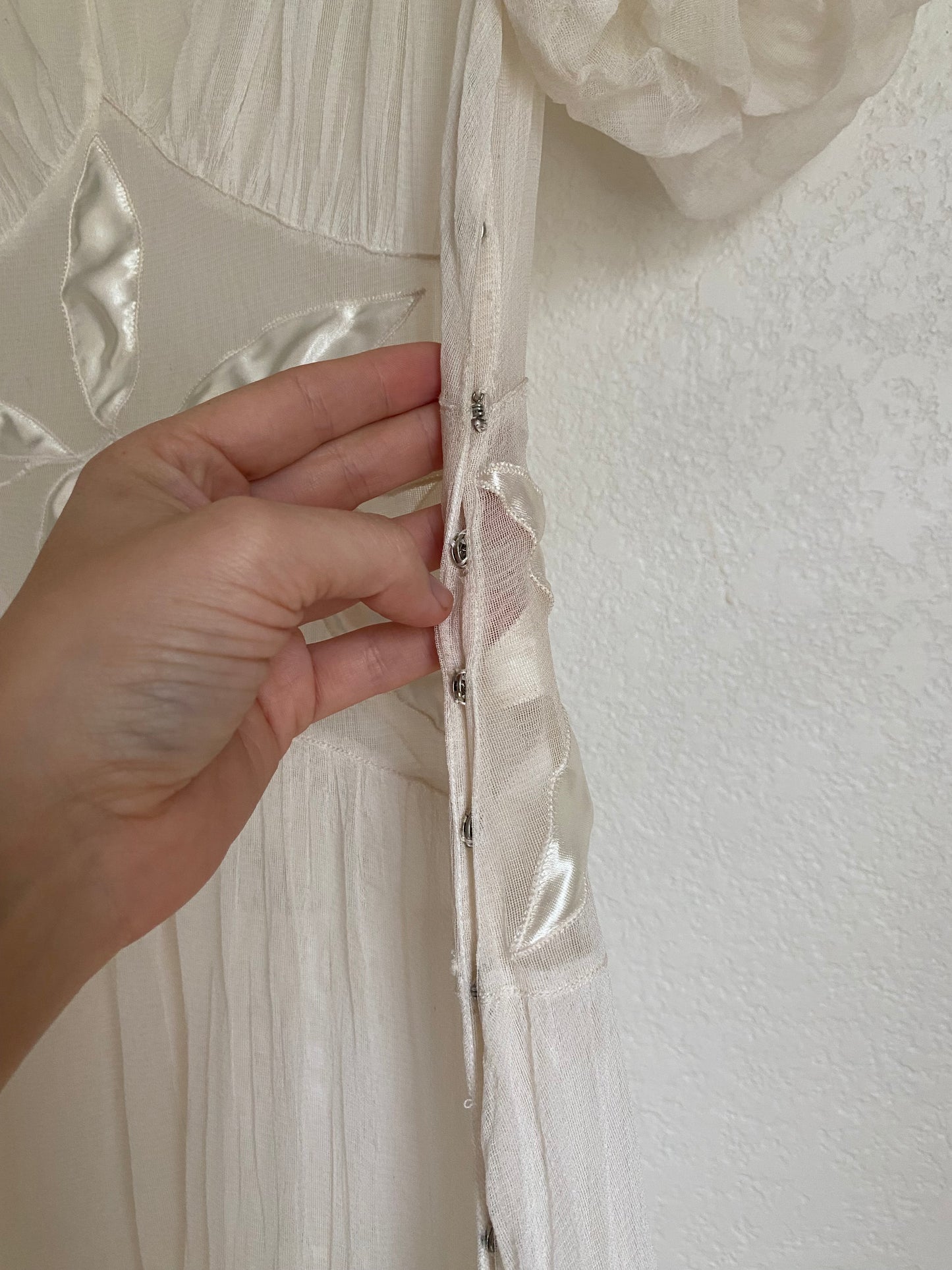 1930s 2 piece net tulle wedding gown and slip XS/S