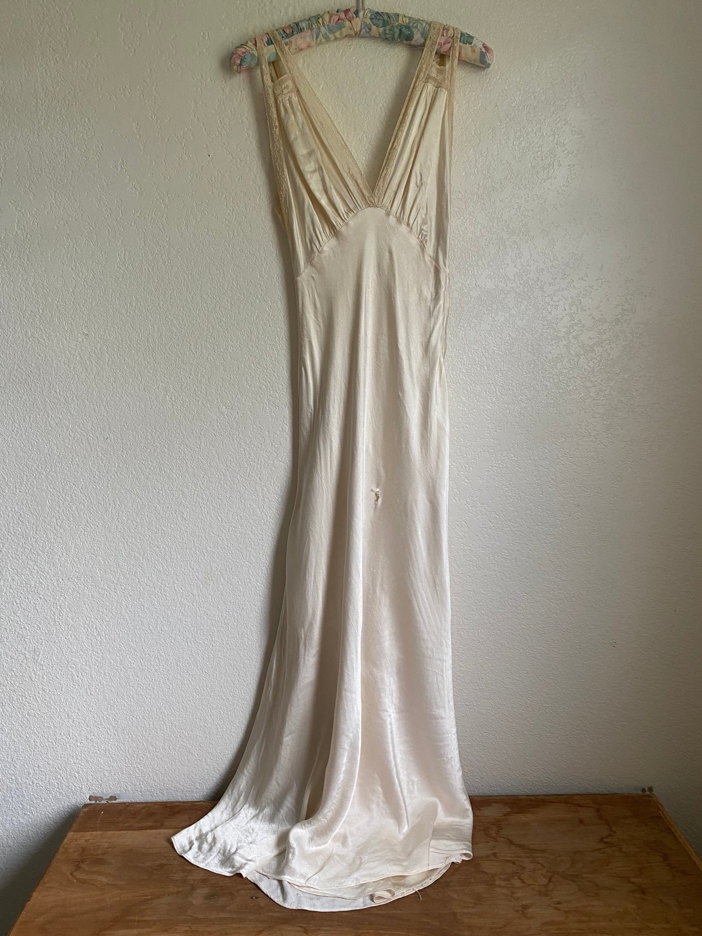 1930s 2 piece net tulle wedding gown and slip XS/S