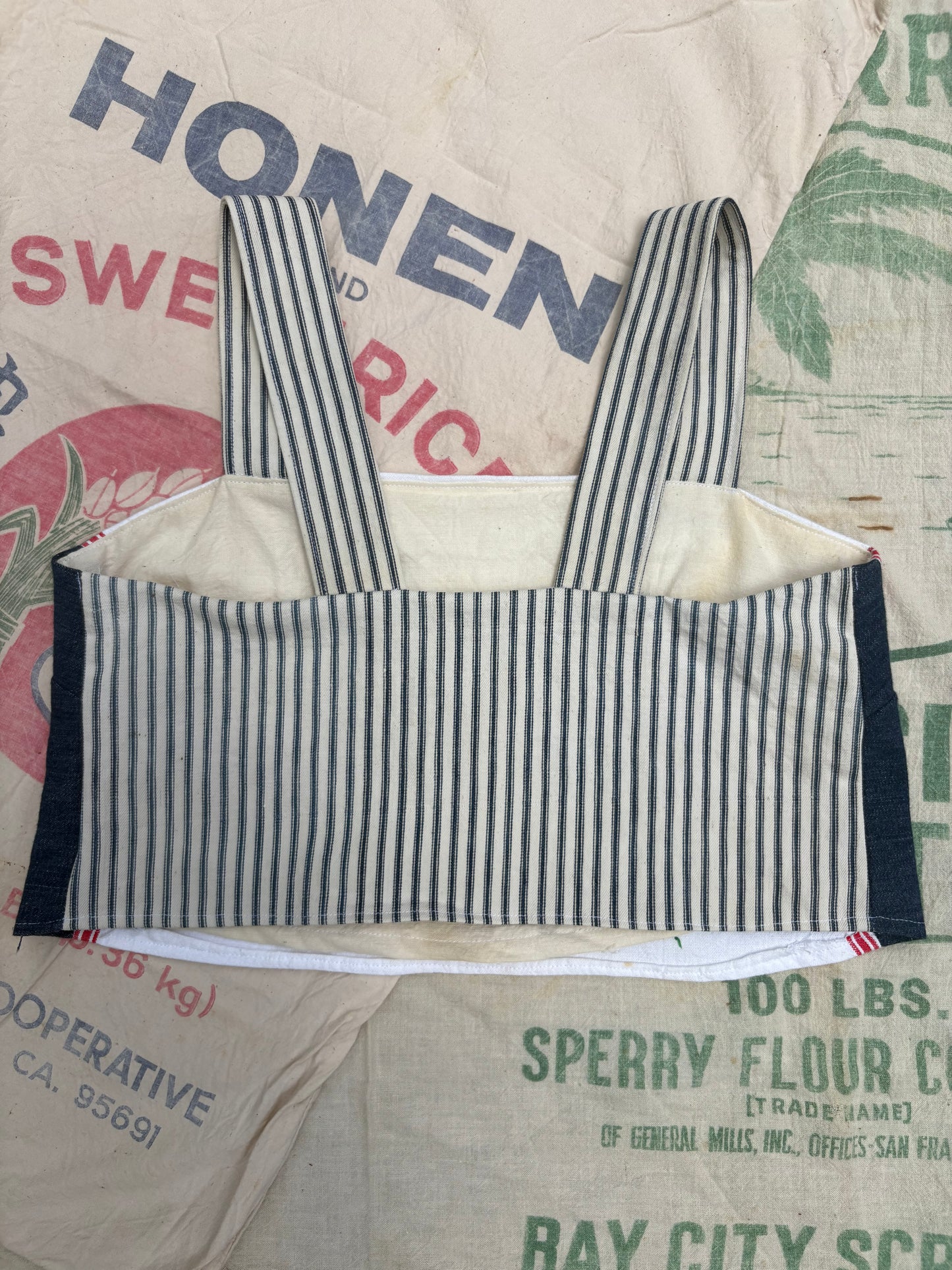 Vintage Handmade Tuesday Embroidered Tea Towel and Feed Sack Tank Top