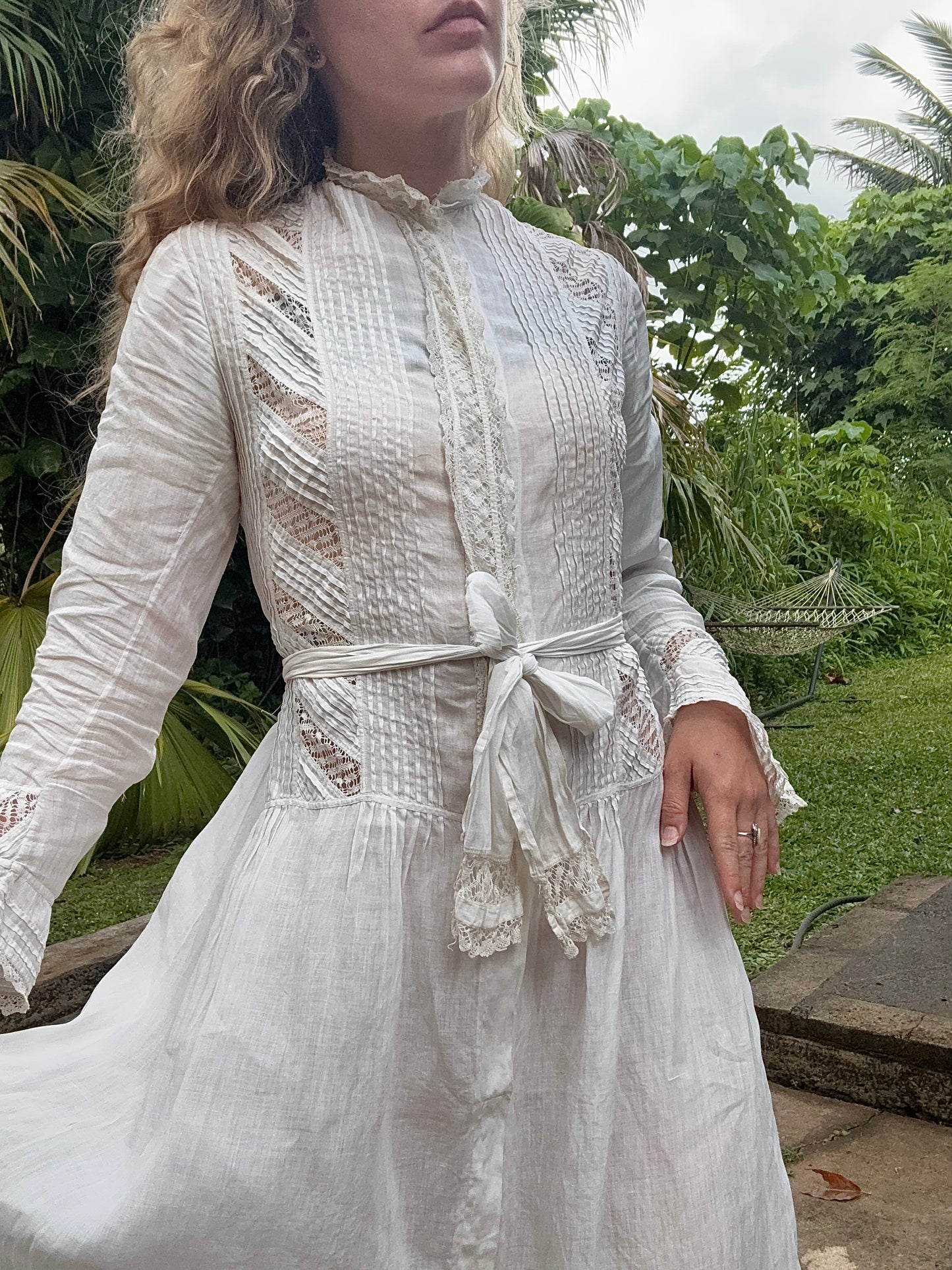 Early 1900s Edwardian Lawn cotton day dress XS/S