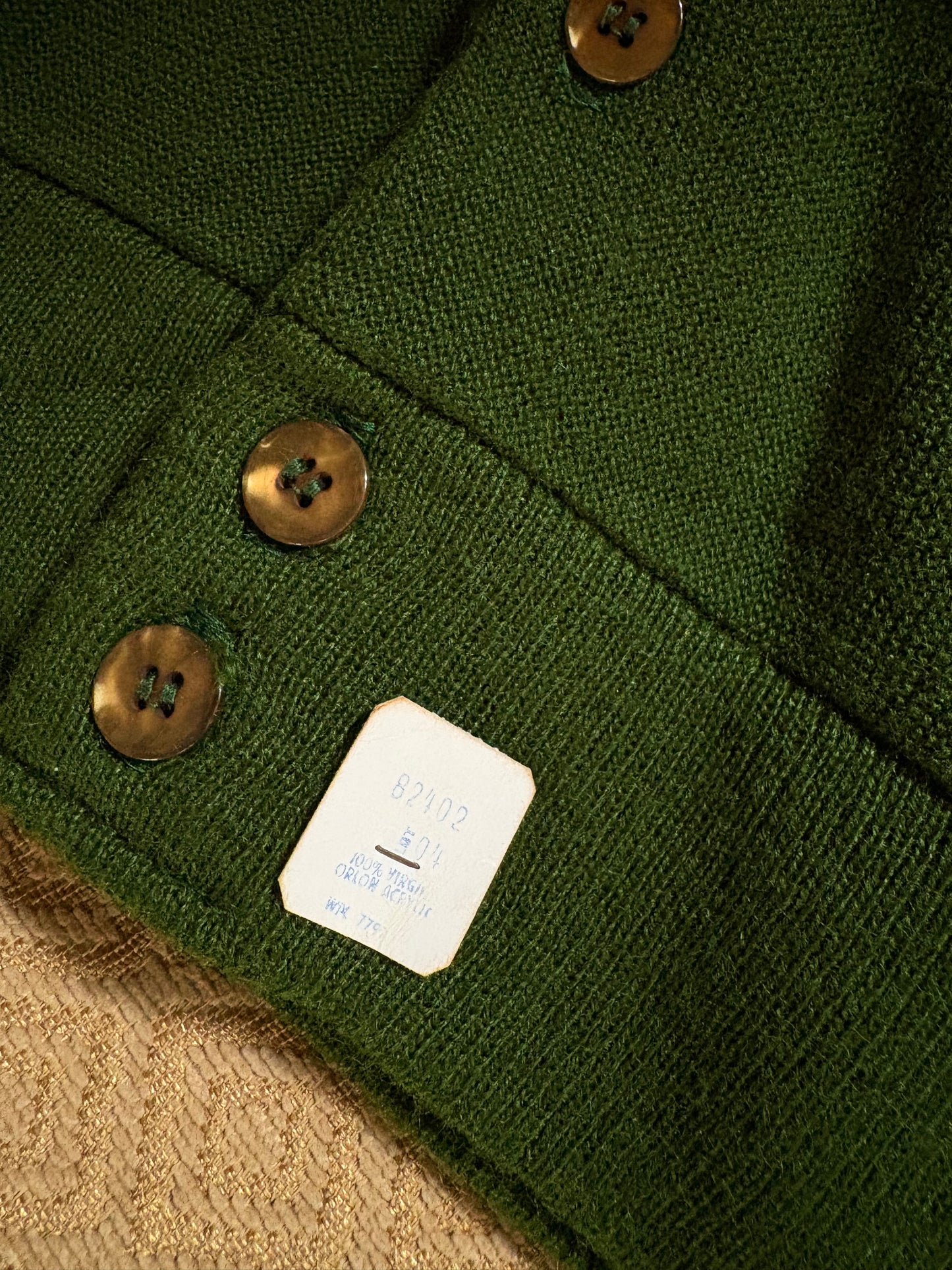 1970s deadstock Sears Forest Green Acrylic Button Up Cardigan Medium