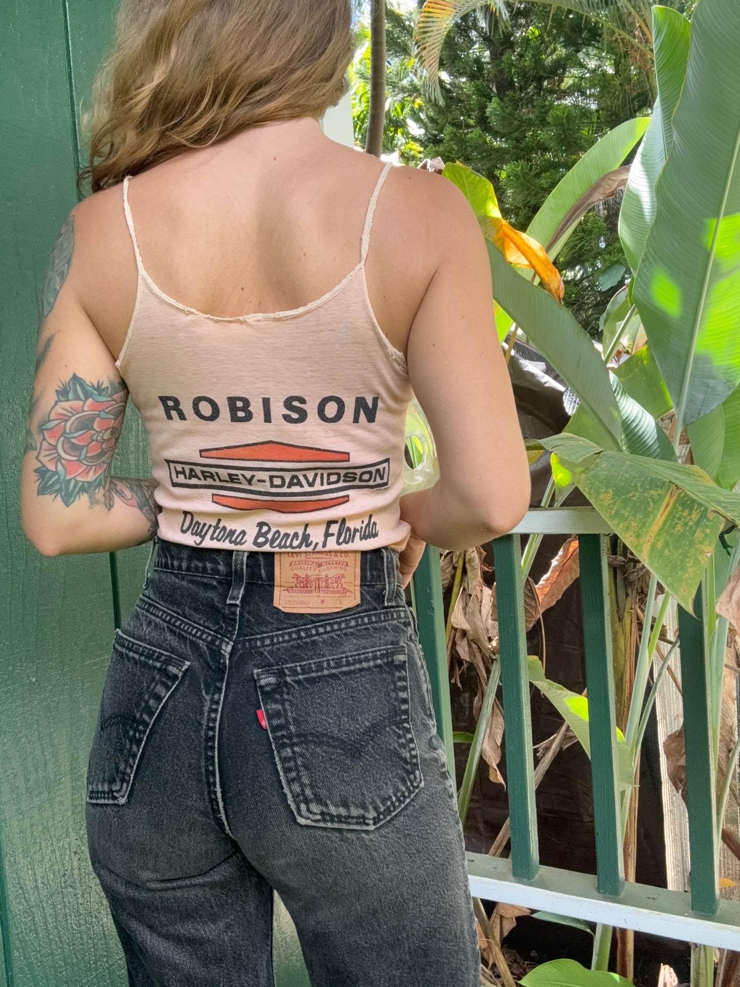 1970s pink Harley Davidson tank top Daytona Beach Robison