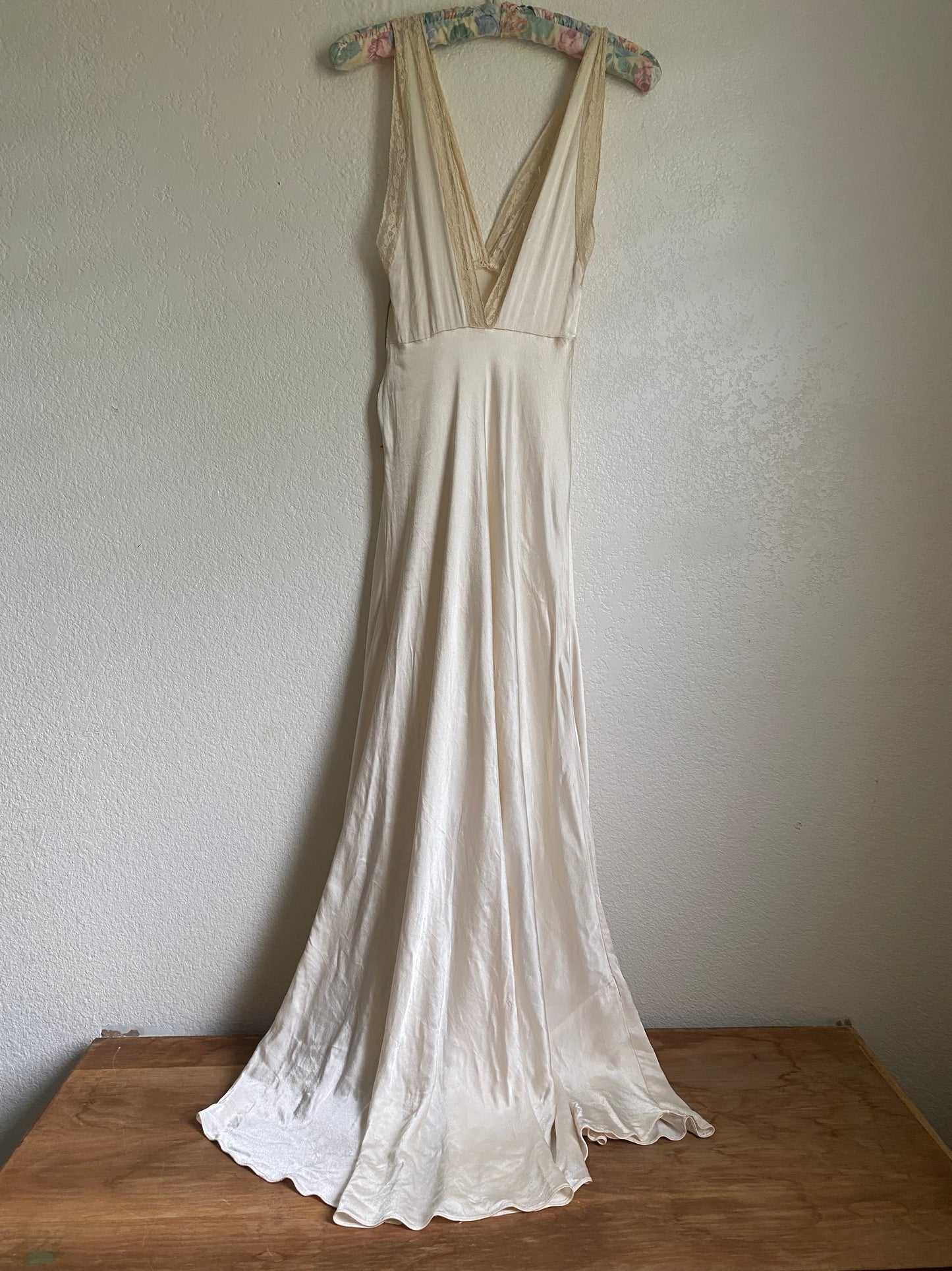 1930s 2 piece net tulle wedding gown and slip XS/S