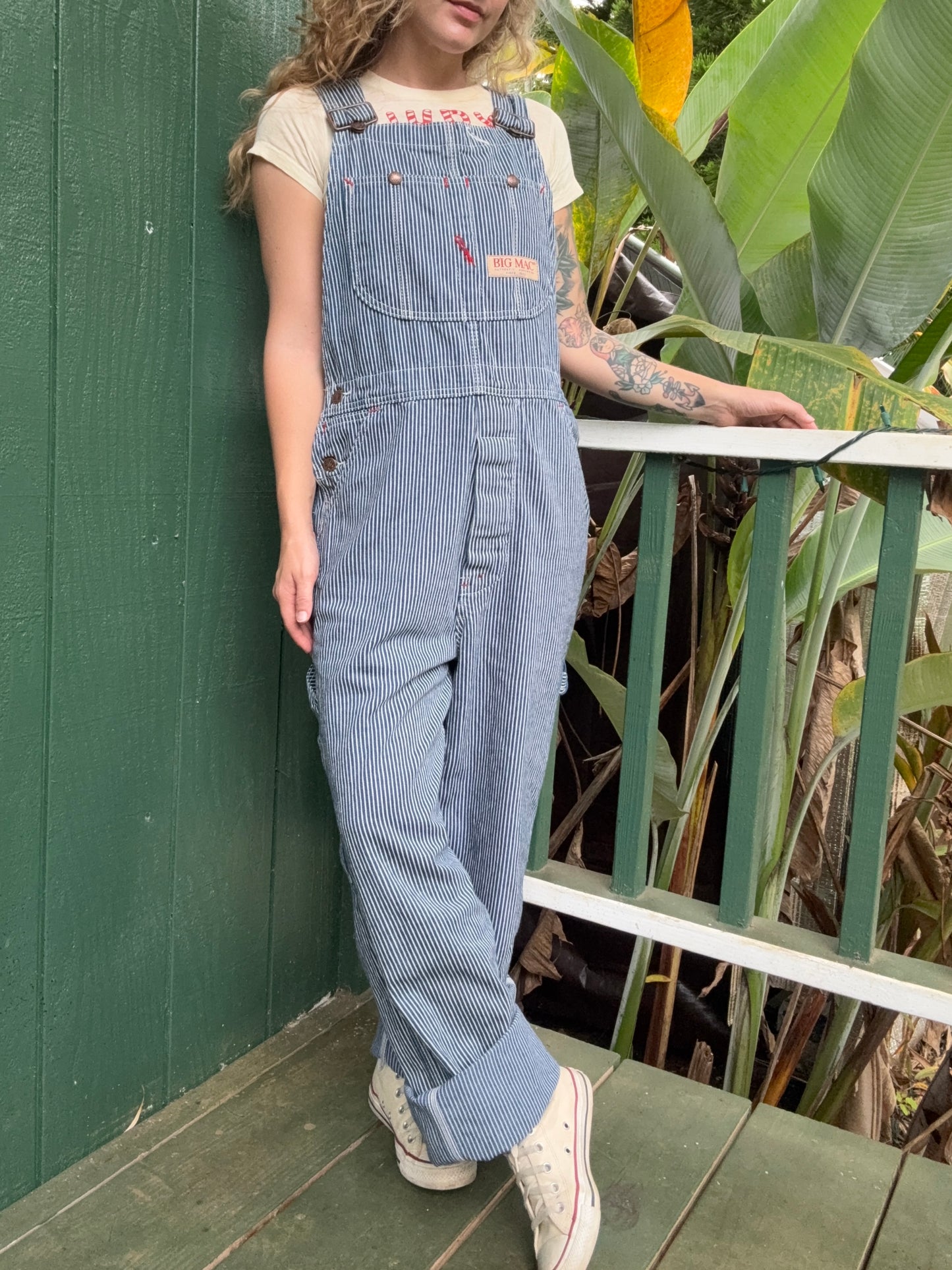 1990s Big Mac Hickory Stripe squarebak Overalls 34 x 32