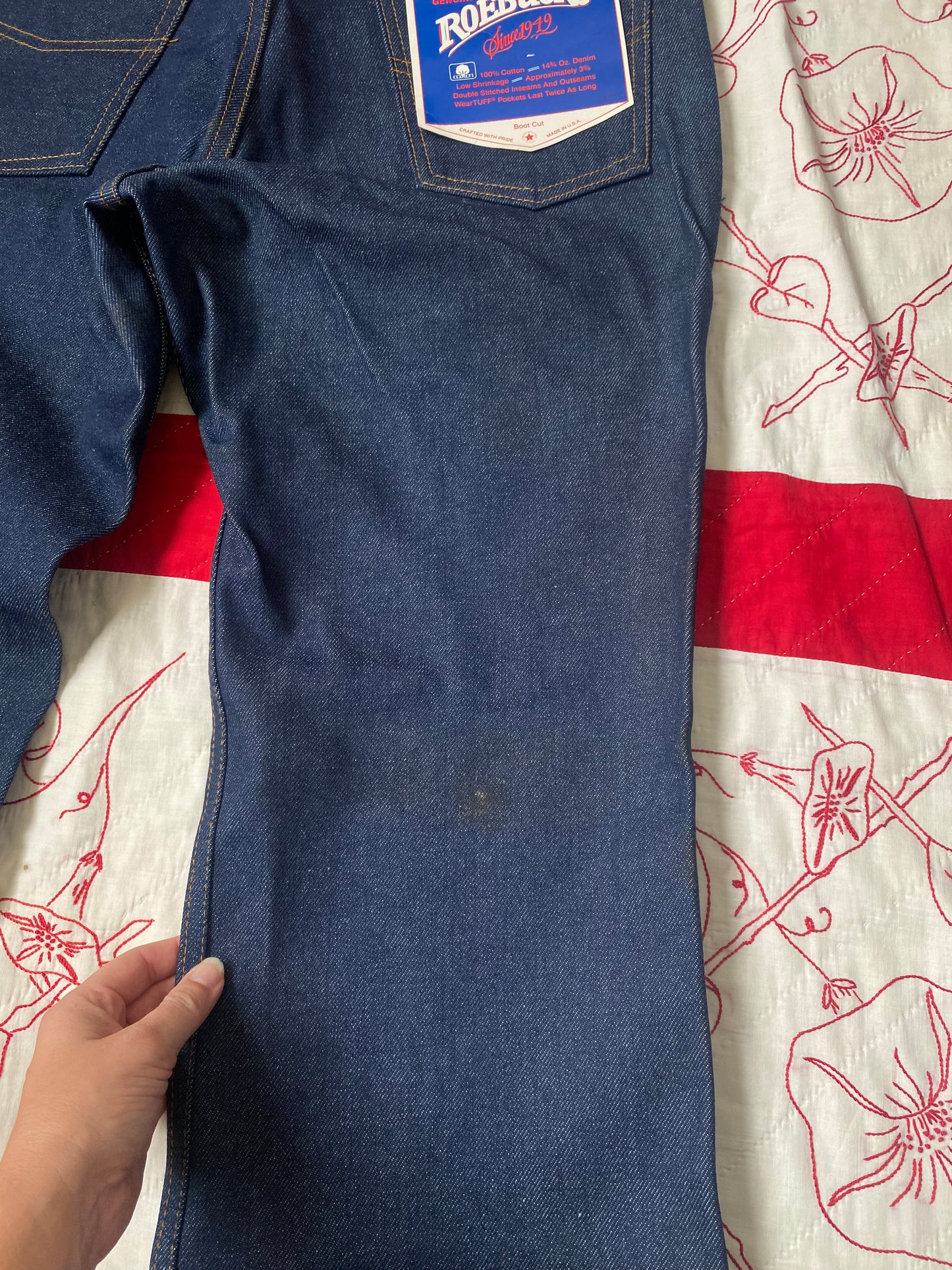 1980s Deadstock Sears Roebucks dark wash denim 33x30