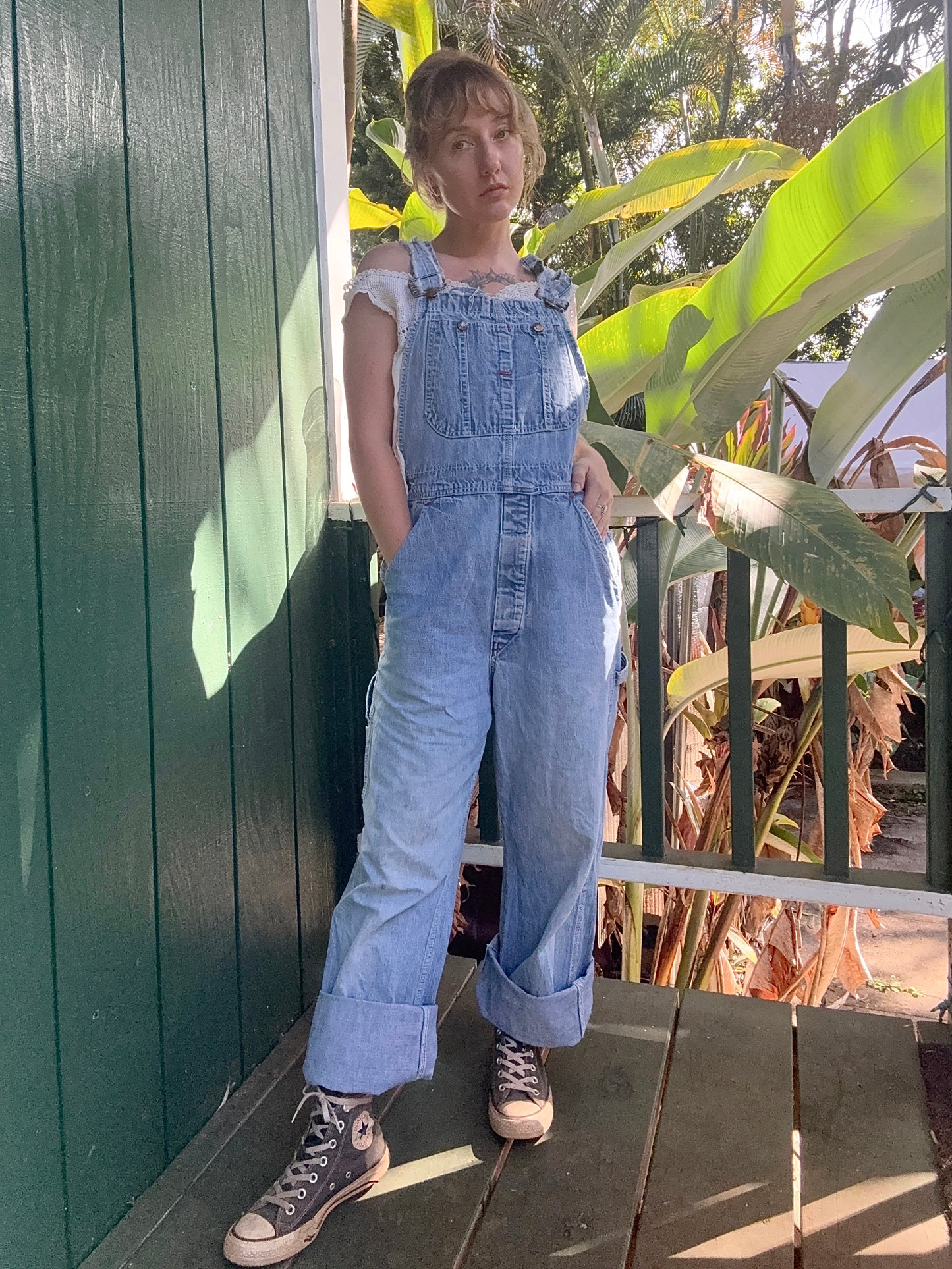 1970s Big Mac light wash denim overalls 32”x31”