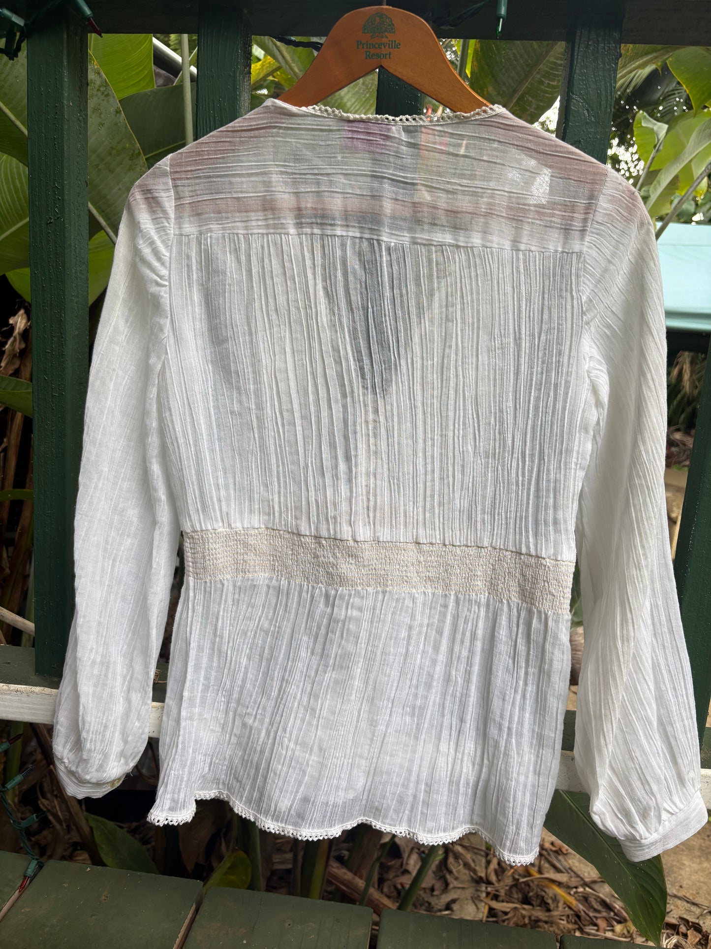1970s Irene Kasmer semi sheer white cotton blouse