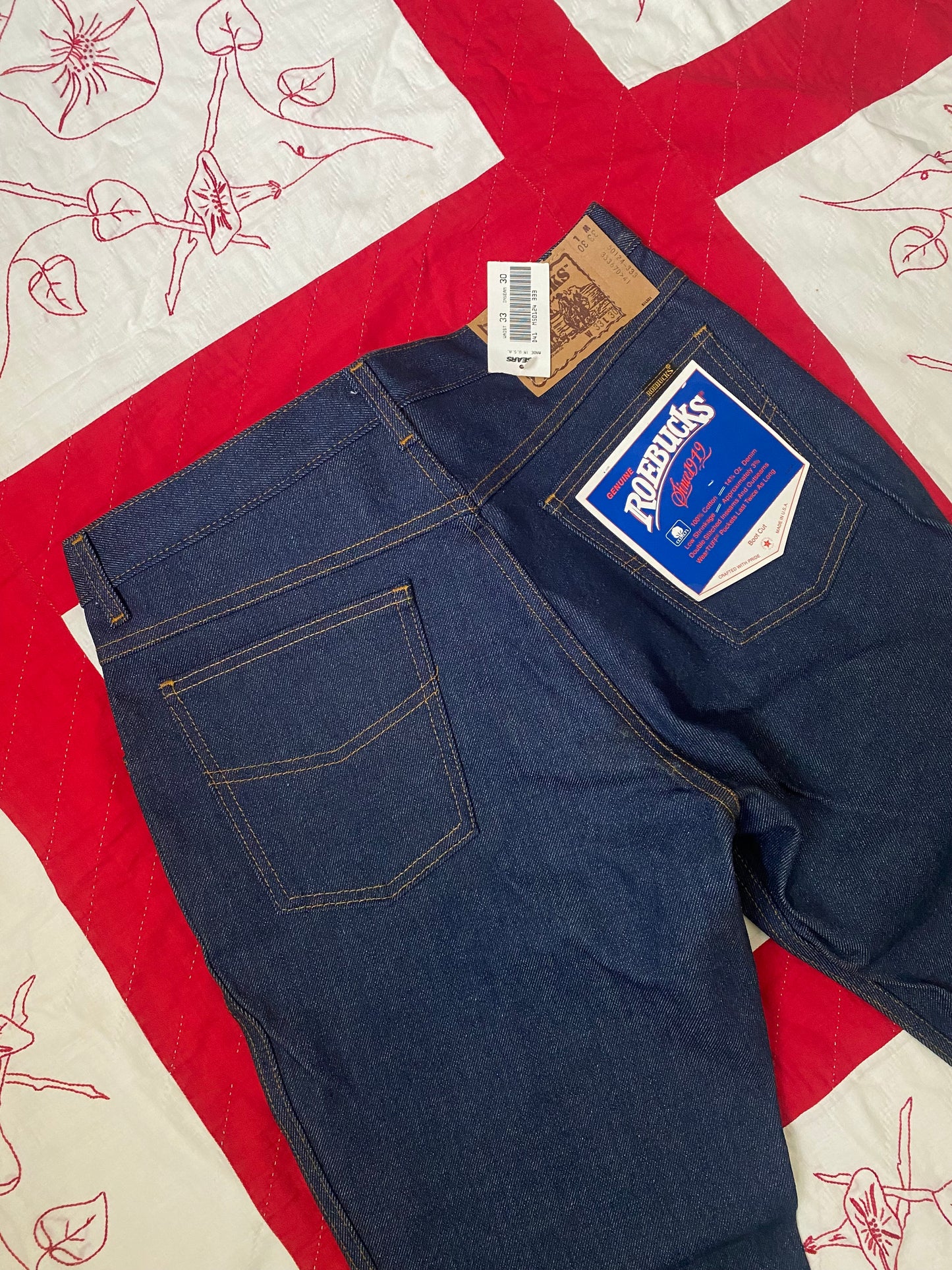 1980s Deadstock Sears Roebucks dark wash denim 33x30