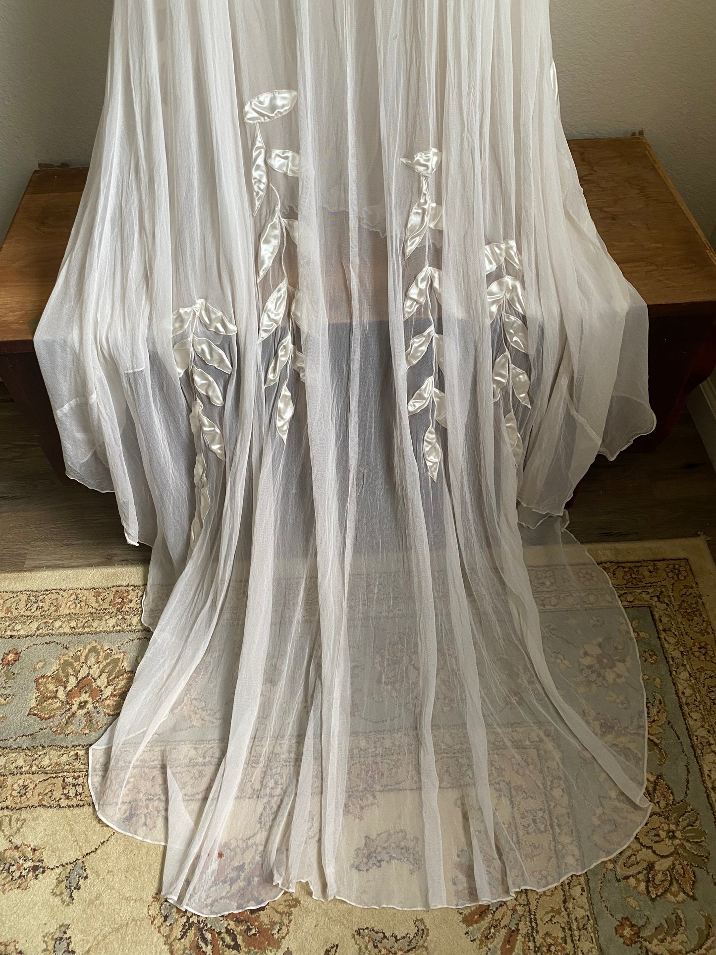 1930s 2 piece net tulle wedding gown and slip XS/S