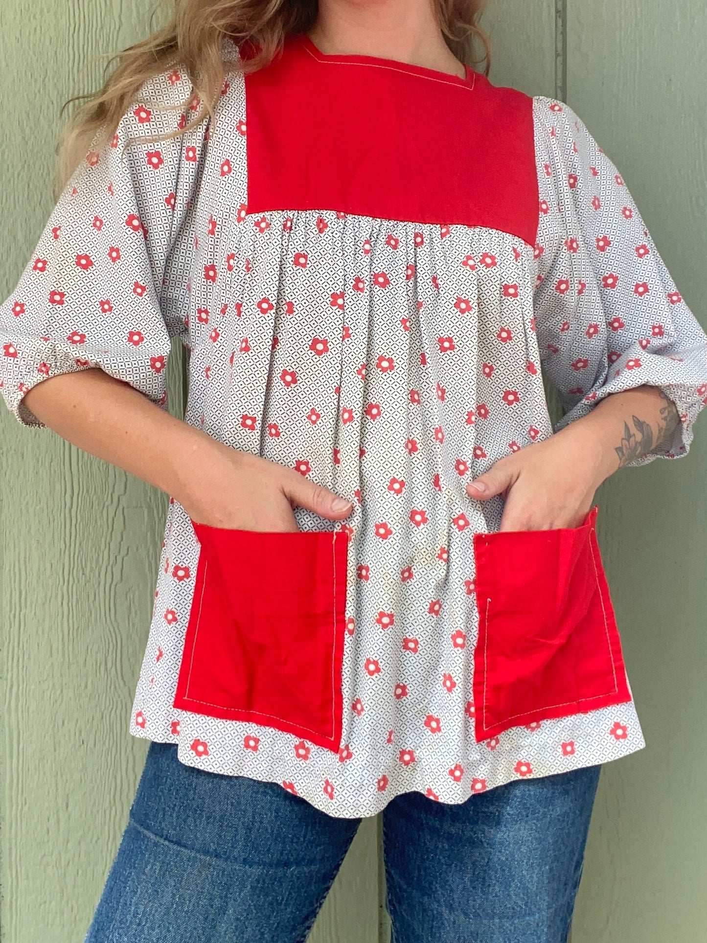 1970s Lexis Floral Smock Blouse