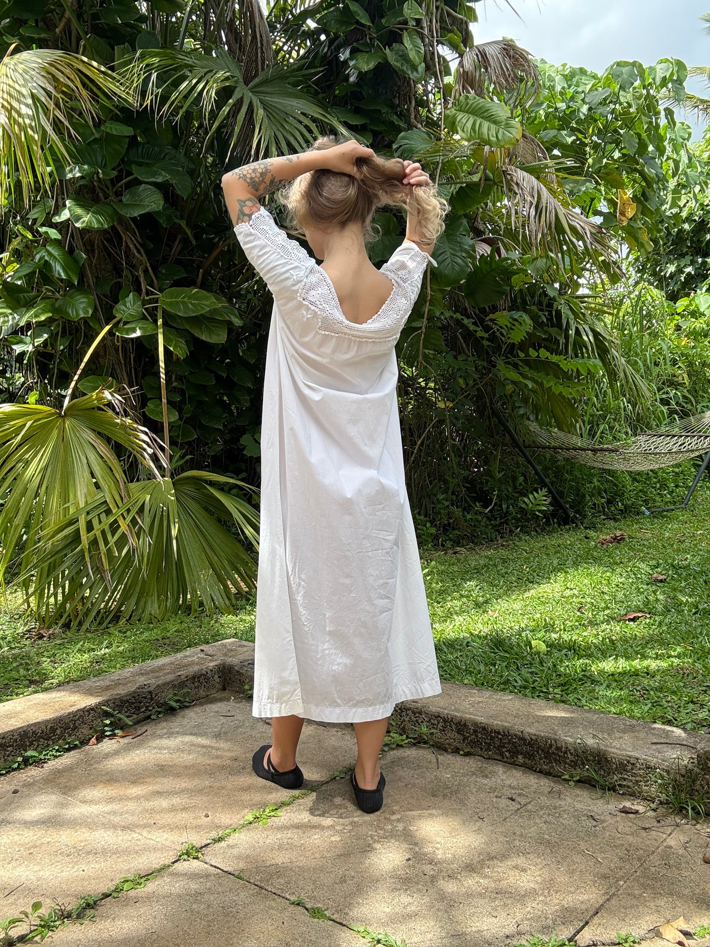 Early 1900s Antique Edwardian Hand Crochet Cotton Gown