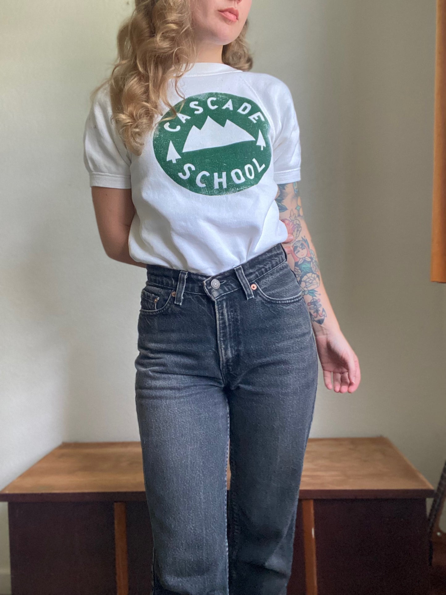 1960s 1970s Cascade Washington School short sleeve sweatshirt