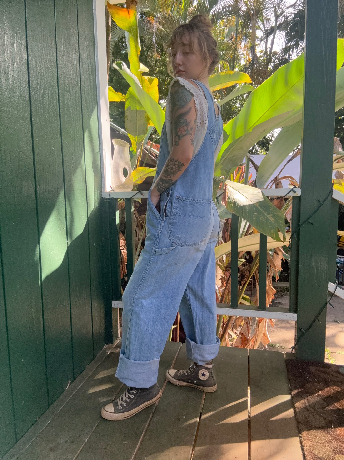 1970s Big Mac light wash denim overalls 32”x31”