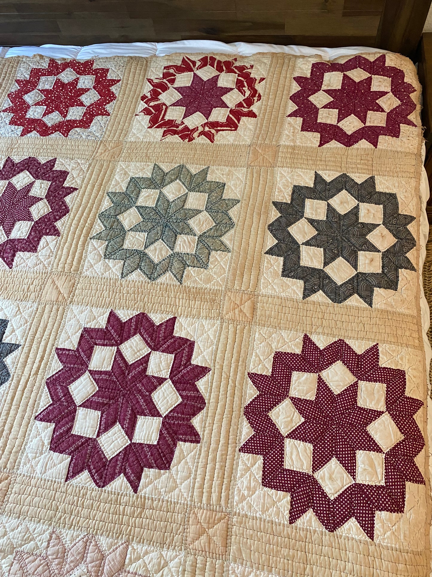 Antique 1910 Broken Star Quilt