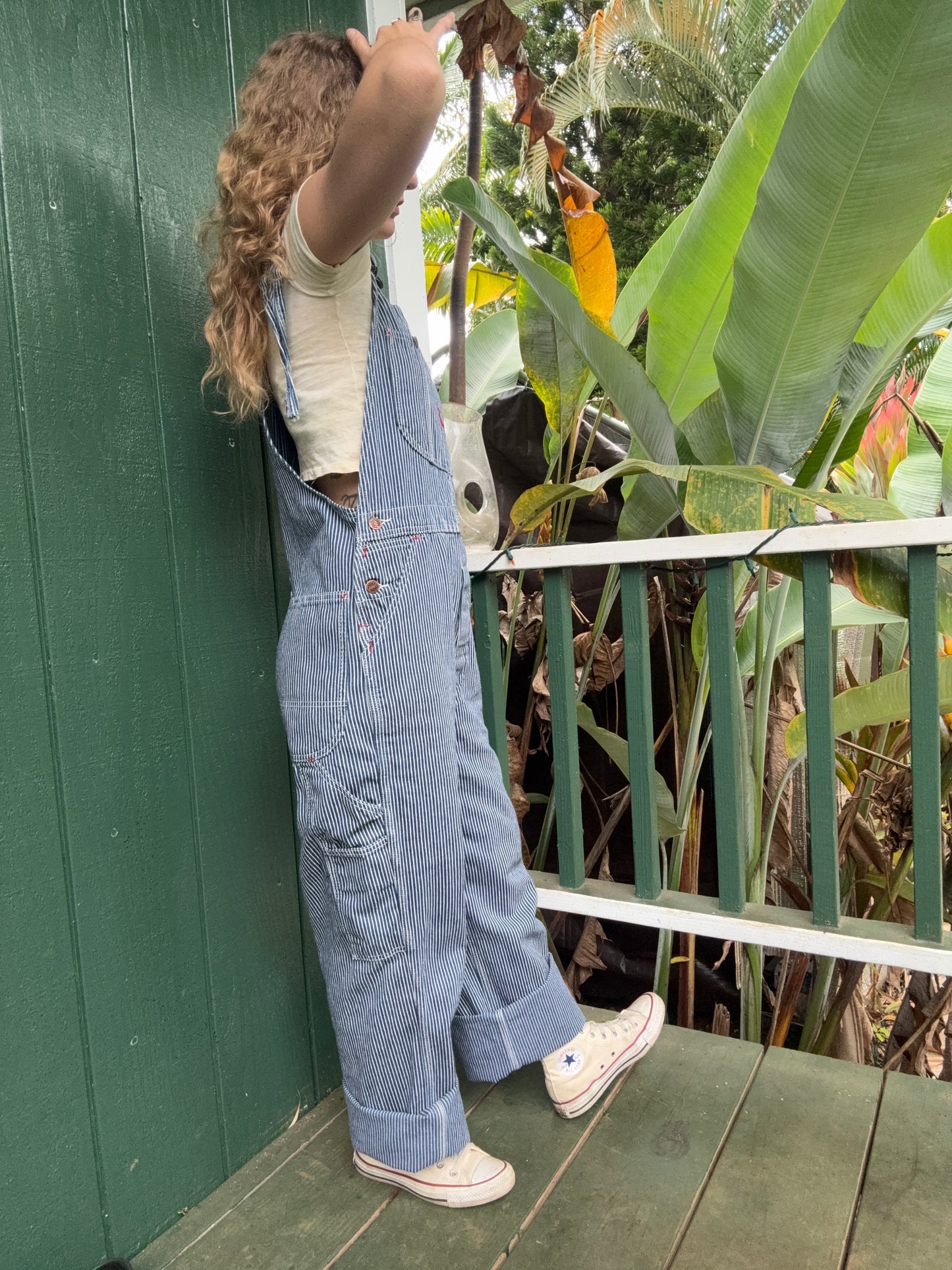 1990s Big Mac Hickory Stripe squarebak Overalls 34 x 32