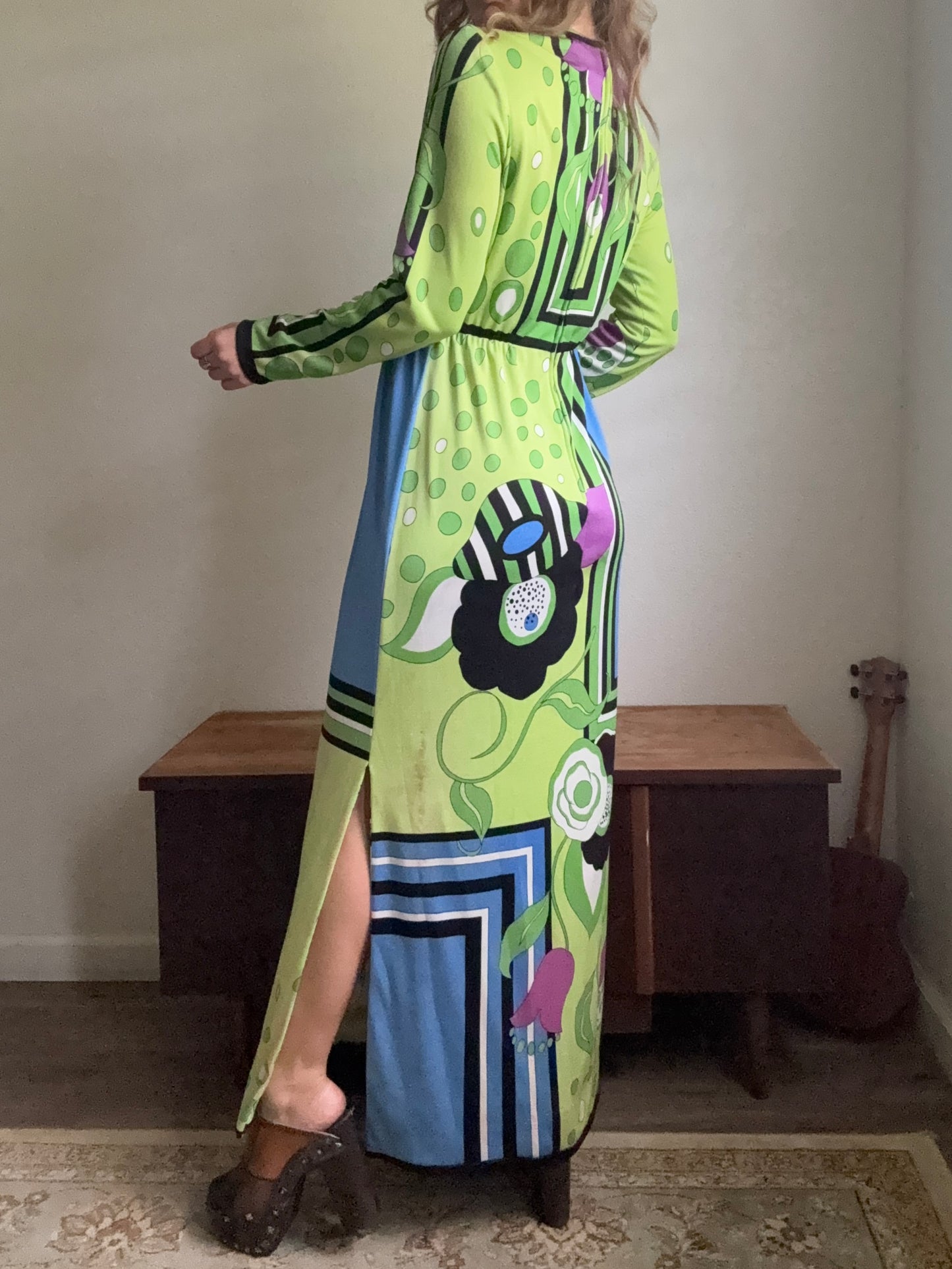 1970s Paganne Designer Mod Designer Op-Art Knit Dress