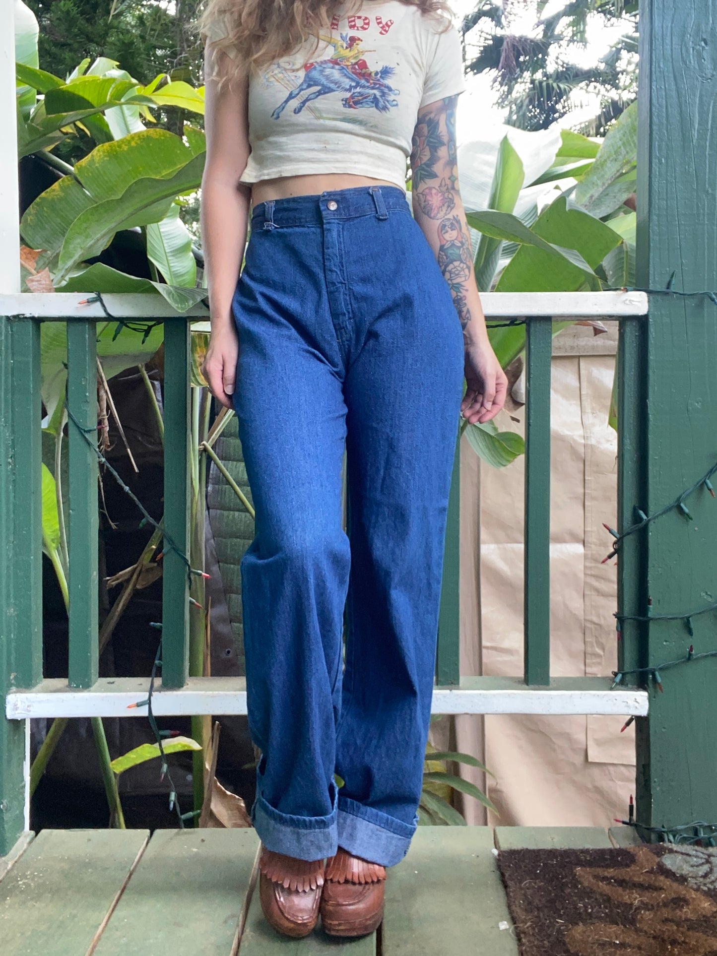 1970s March 1 high waist straight leg denim jeans 29x32