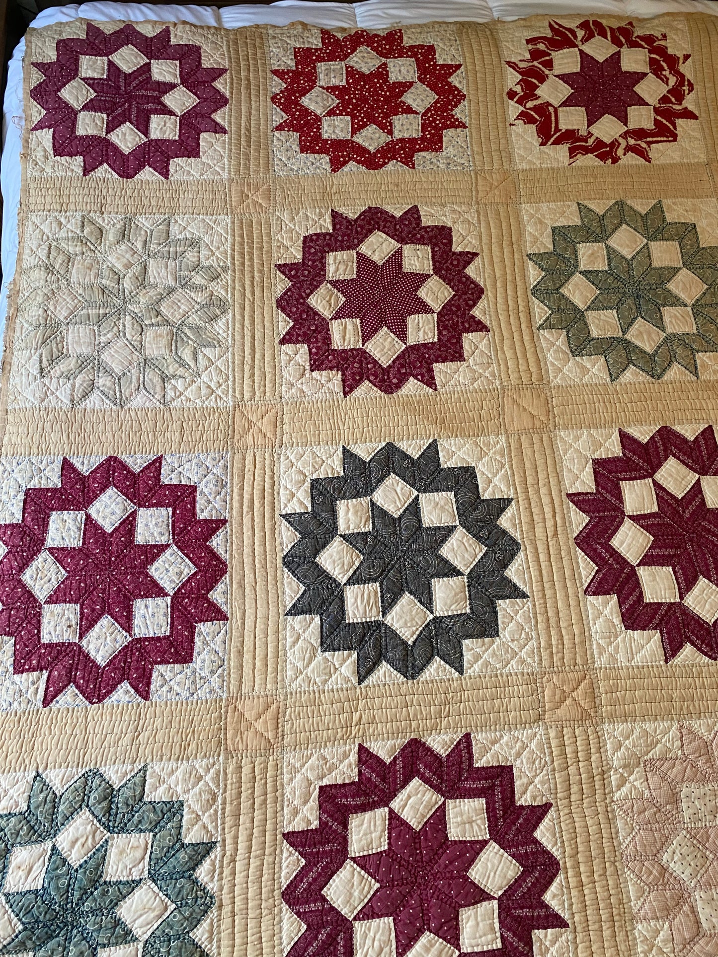 Antique 1910 Broken Star Quilt