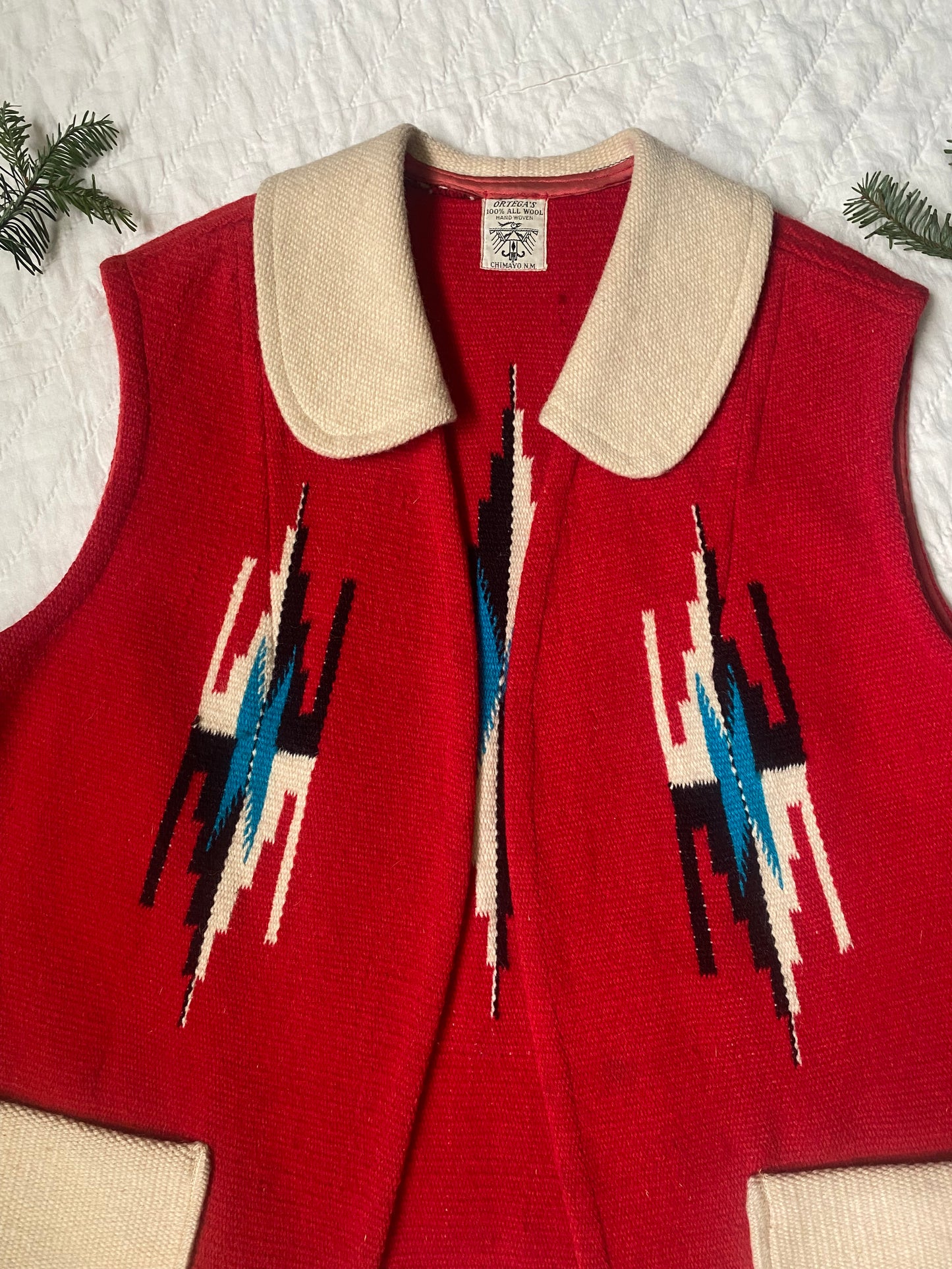 1970s two tone Ortega’s Chimayo Vest with Collar 42