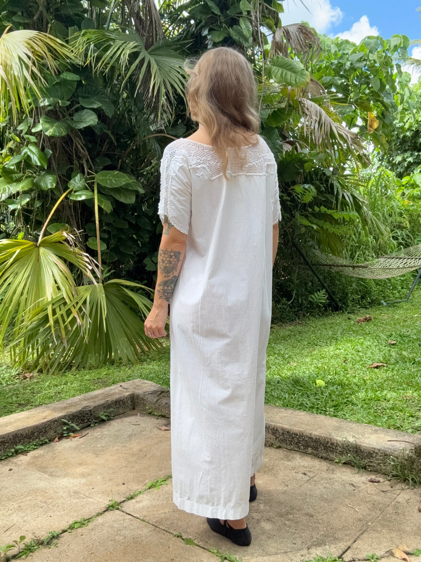 Early 1900s Antique Edwardian Hand Crochet Cotton Gown
