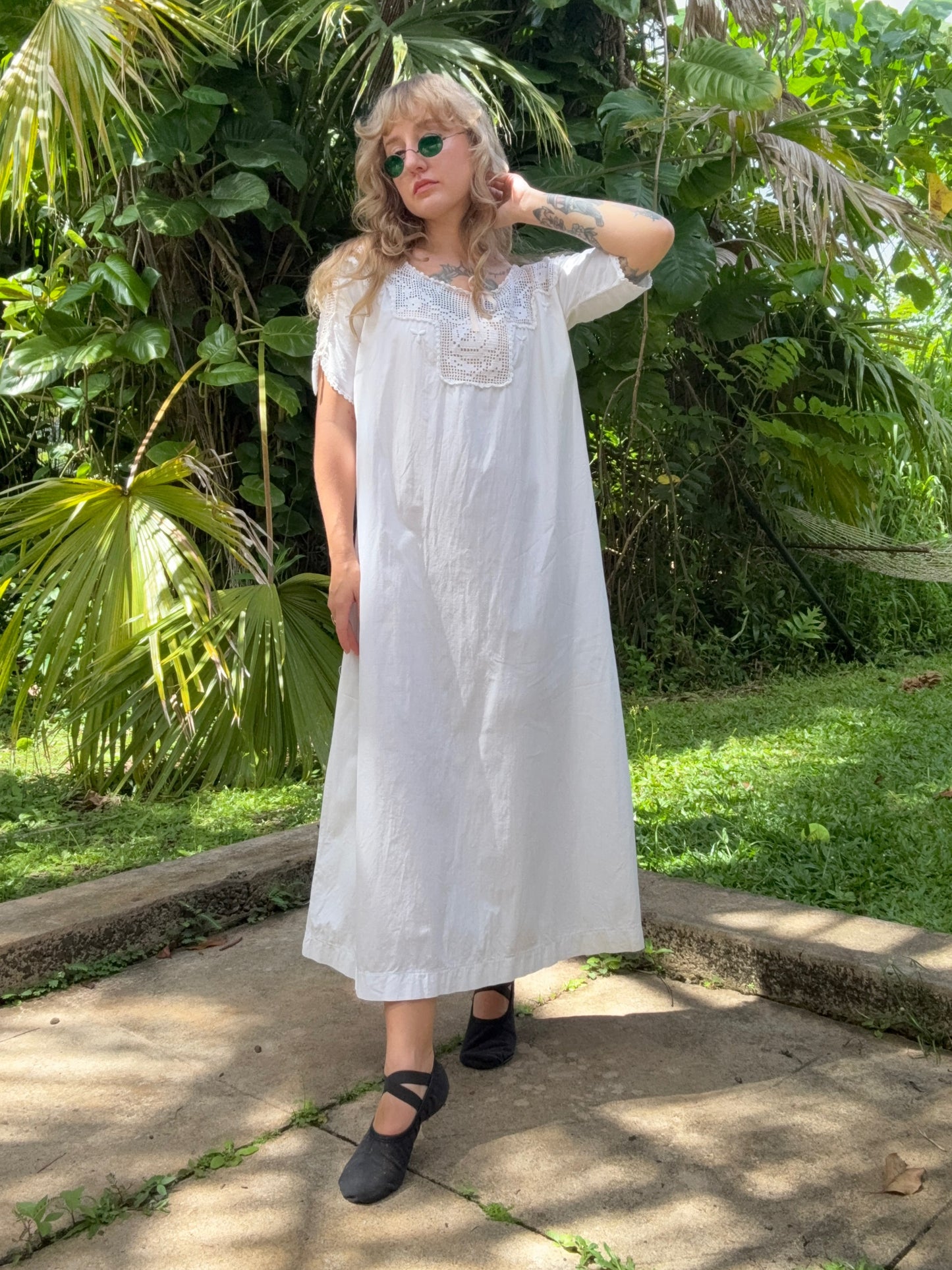 Early 1900s Antique Edwardian Hand Crochet Cotton Gown