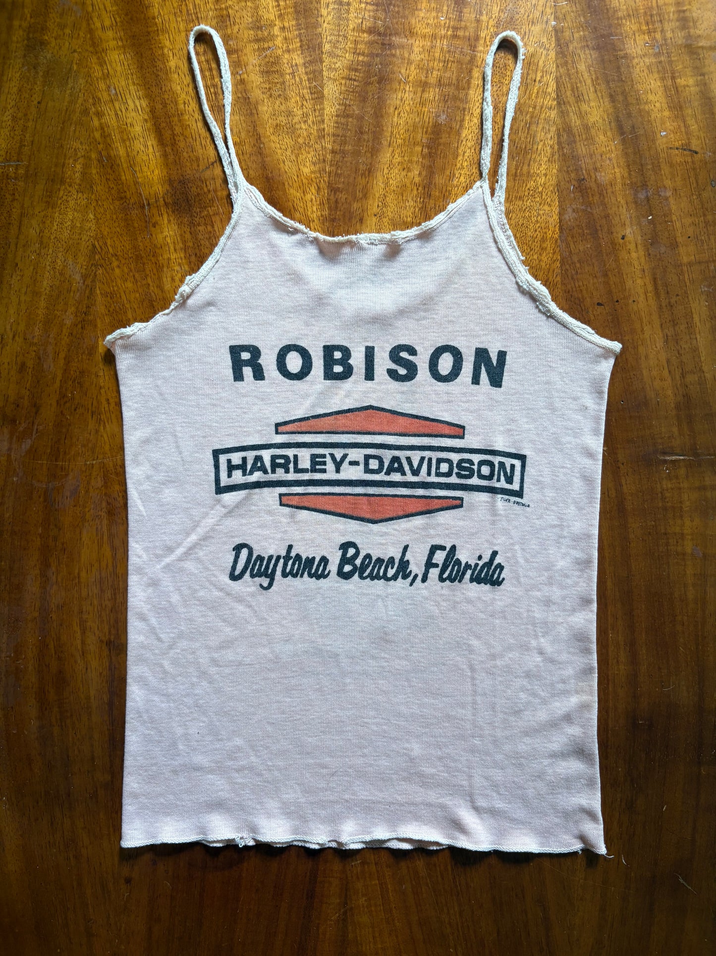 1970s pink Harley Davidson tank top Daytona Beach Robison