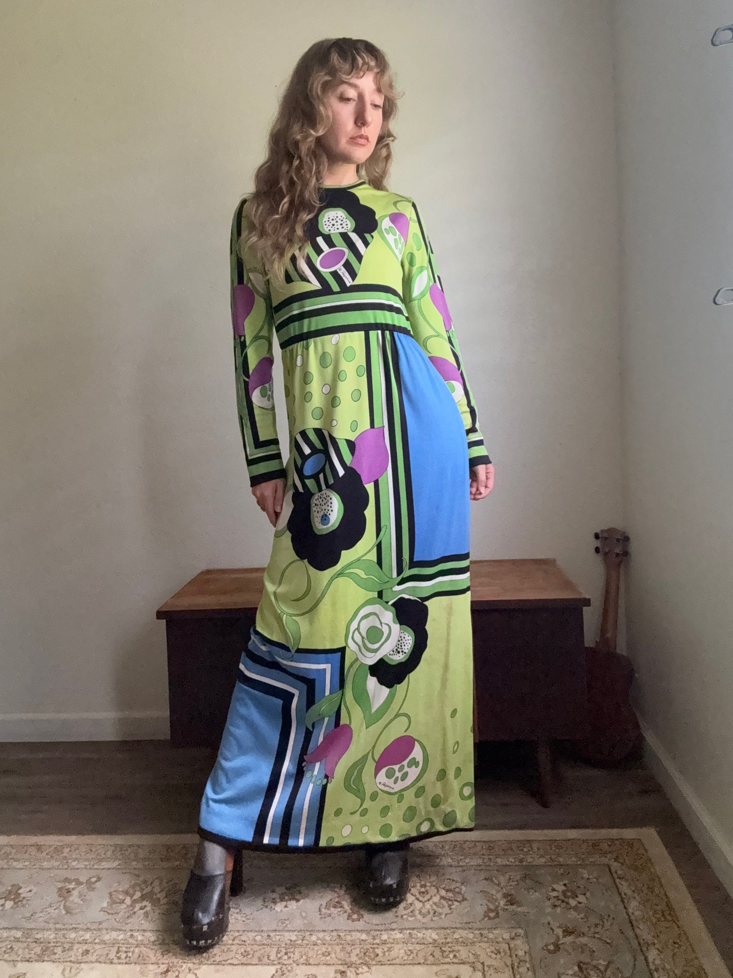 1970s Paganne Designer Mod Designer Op-Art Knit Dress
