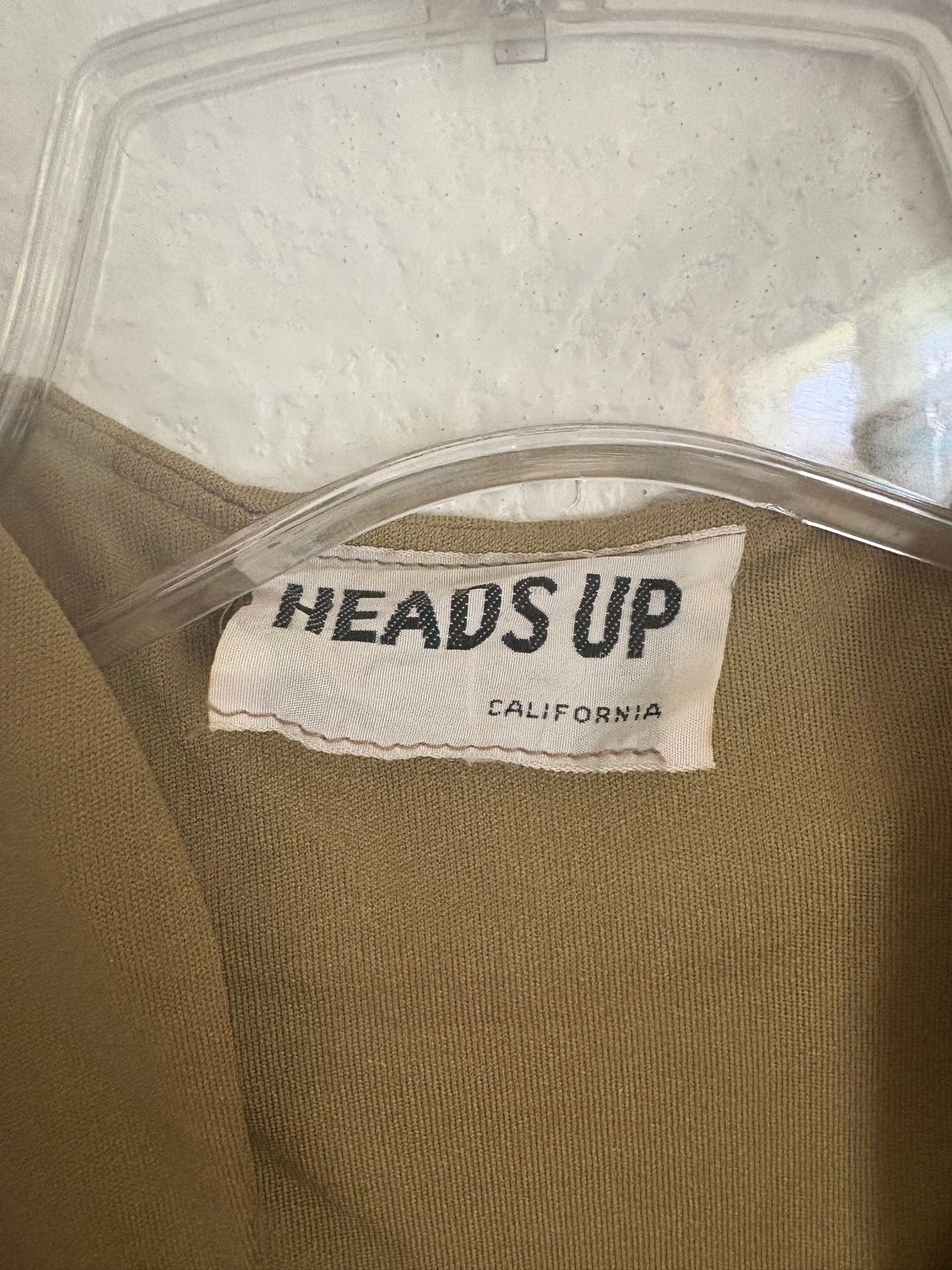 1970s Olive Green Bell Sleeve Mini Dress Medium