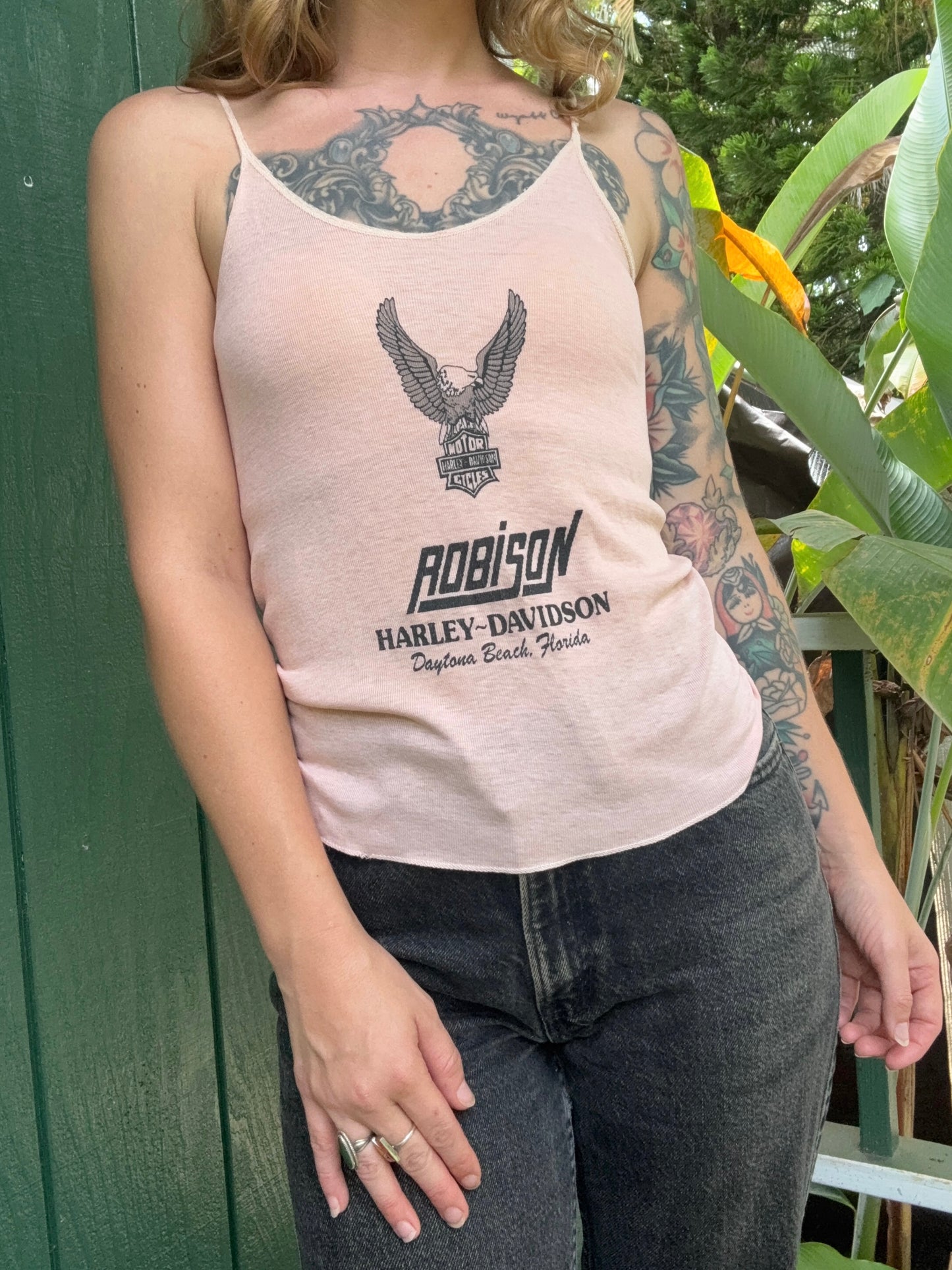 1970s pink Harley Davidson tank top Daytona Beach Robison