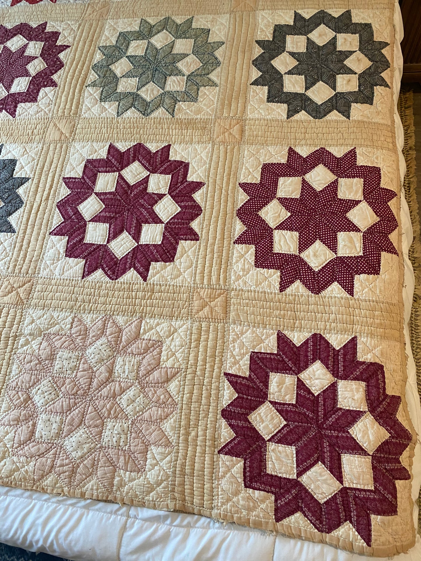 Antique 1910 Broken Star Quilt