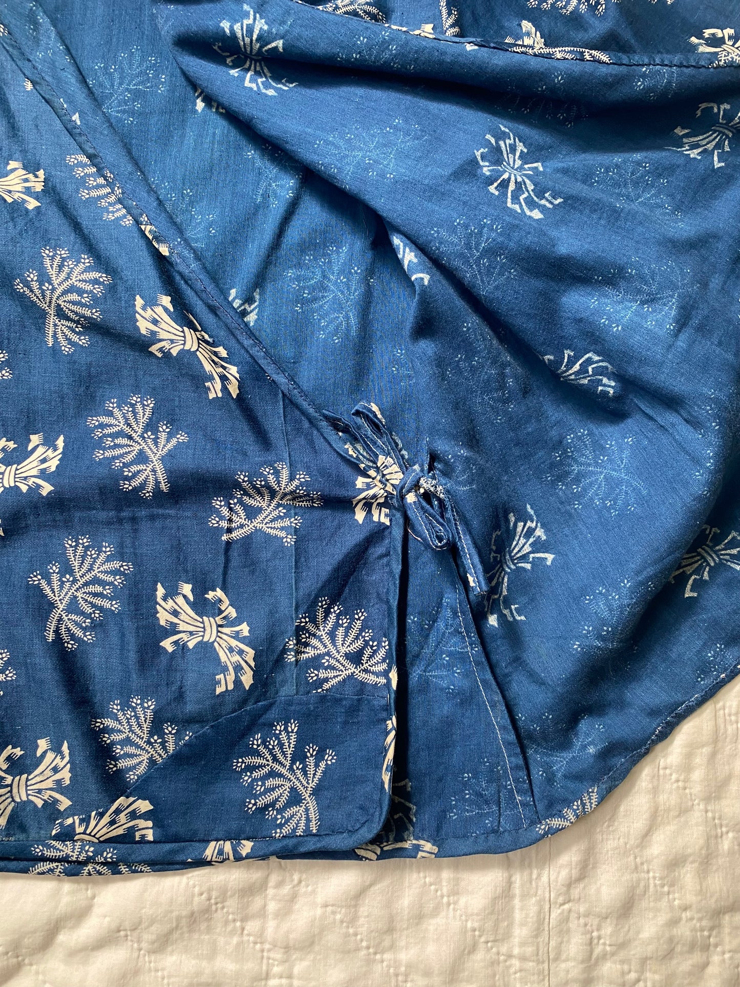 Early 1900s Antique Blue Cotton Calico fabric remade Blouse by Reunion Vintage
