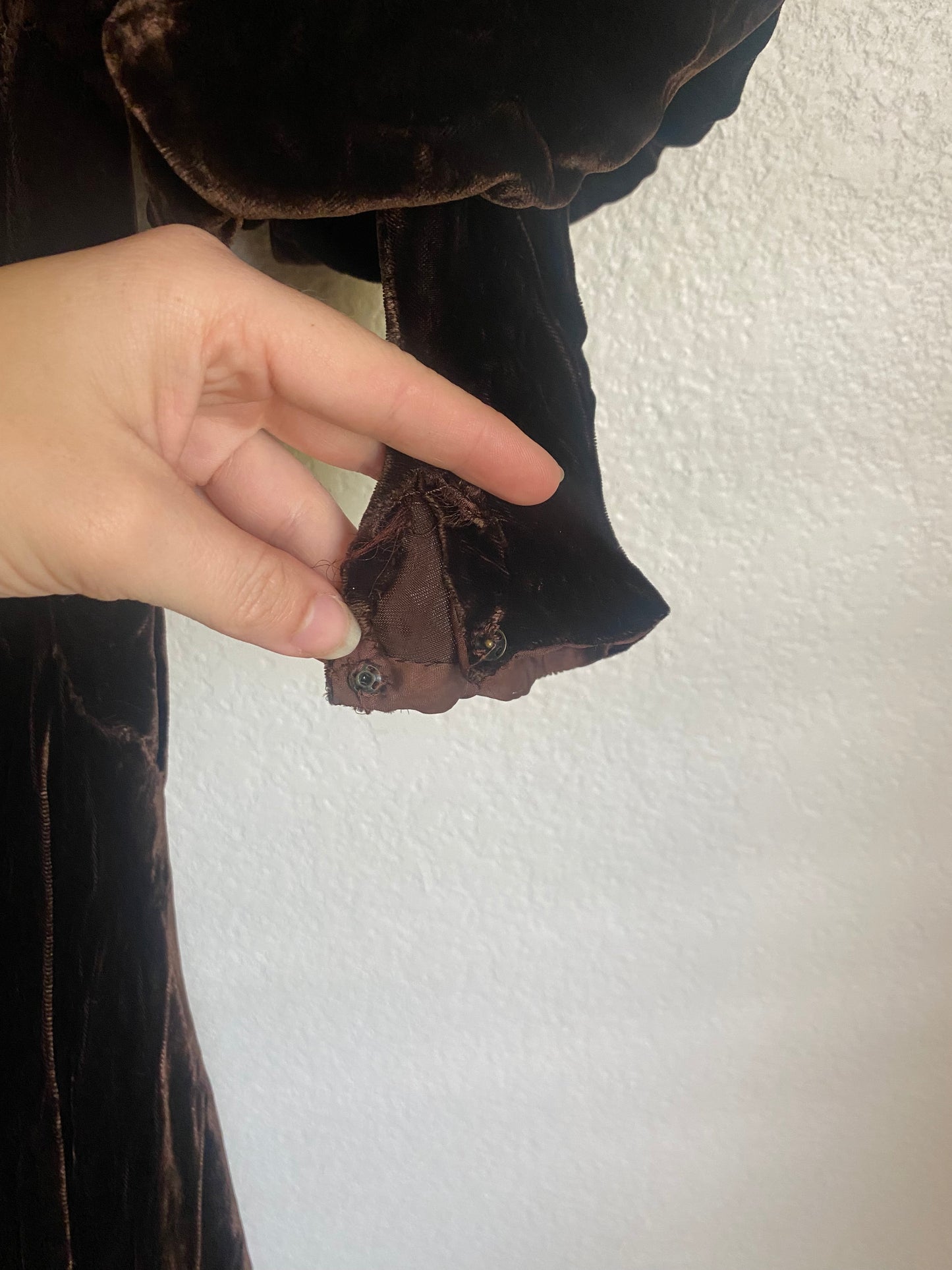 1940s Rhinestone Bias Cut Brown Velvet dress