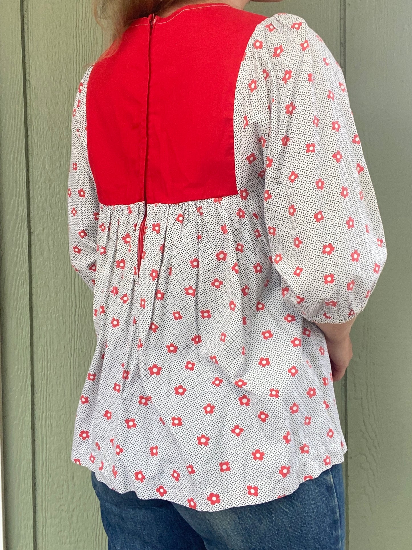 1970s Lexis Floral Smock Blouse