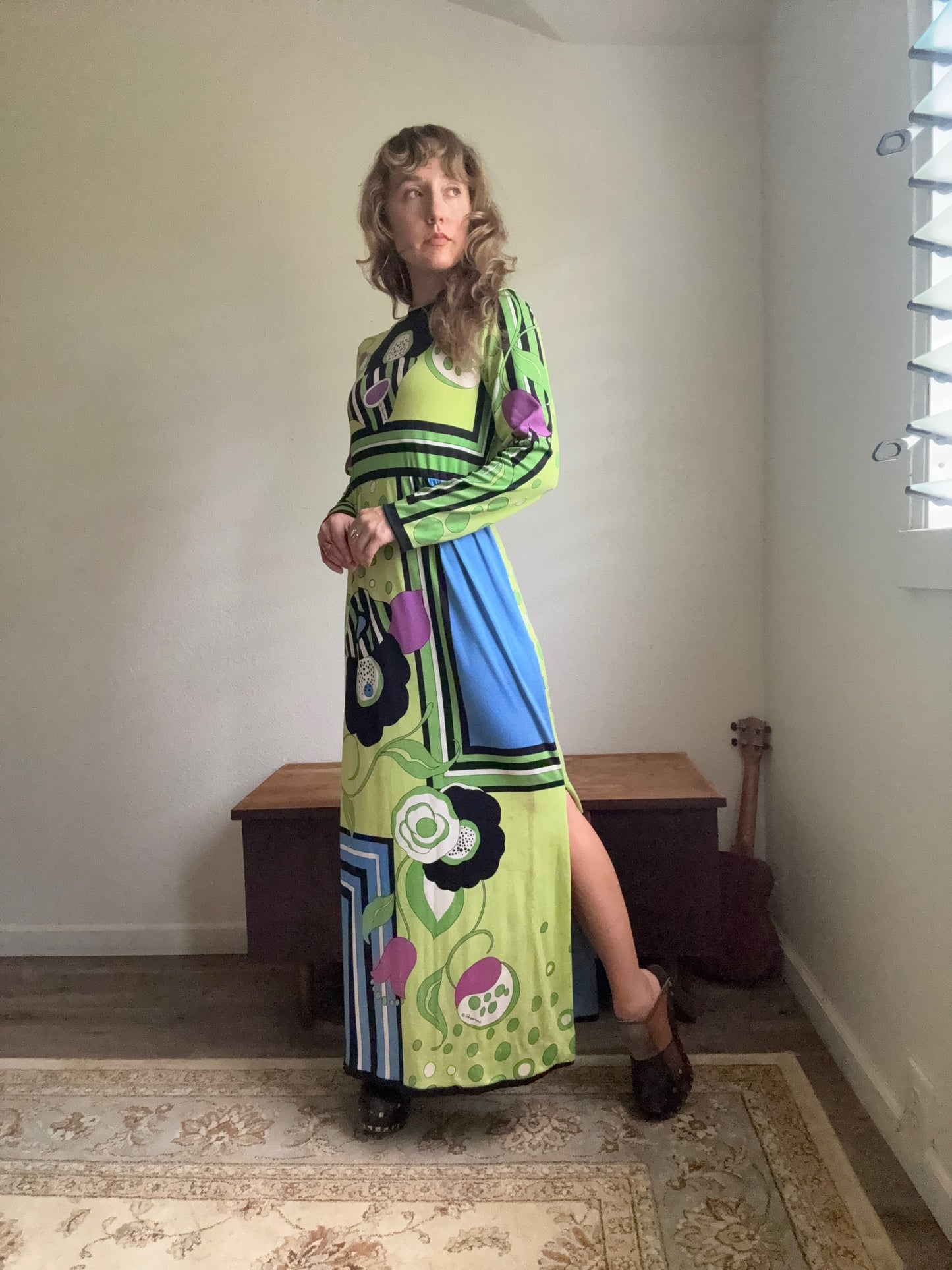 1970s Paganne Designer Mod Designer Op-Art Knit Dress
