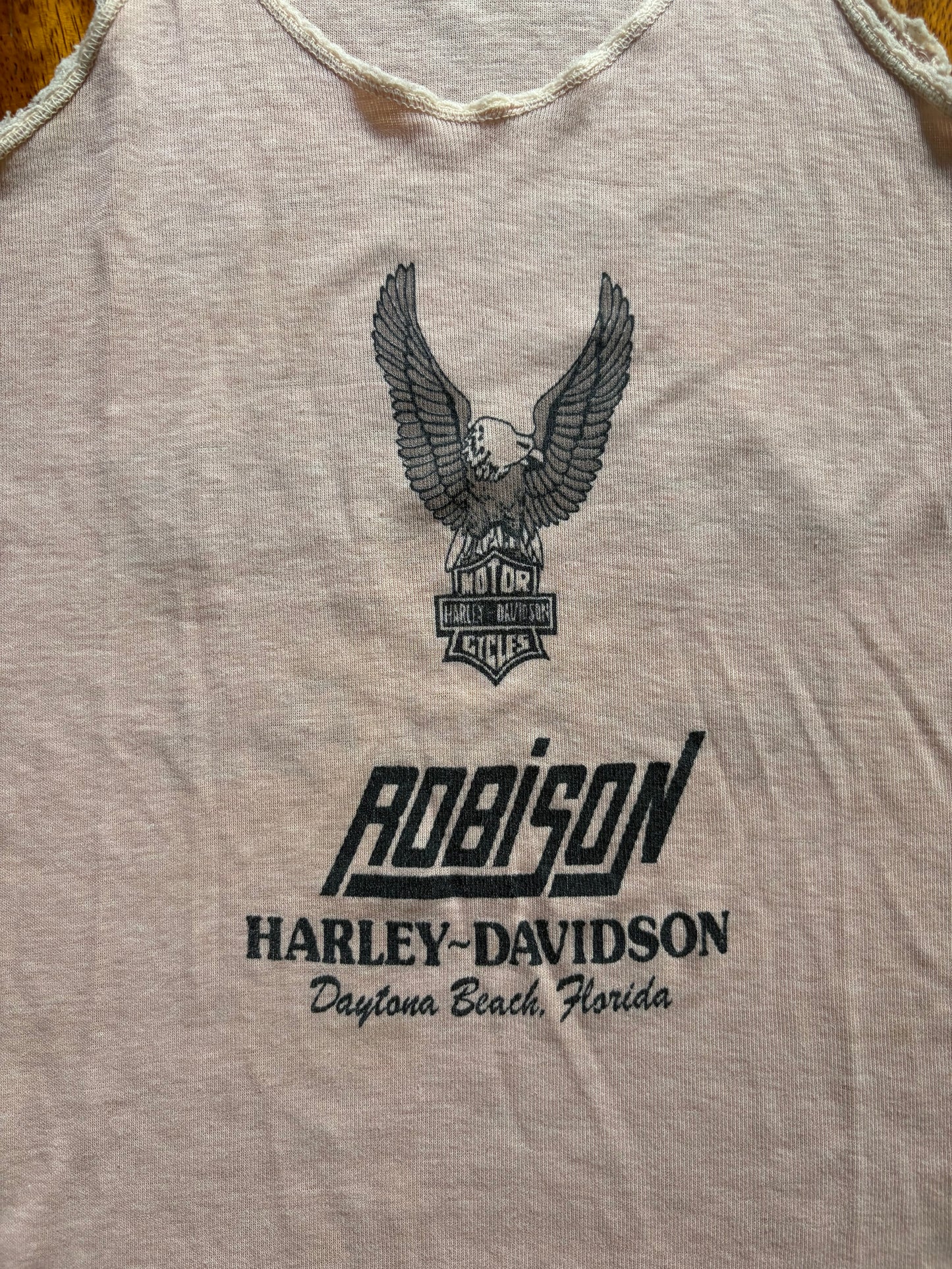 1970s pink Harley Davidson tank top Daytona Beach Robison