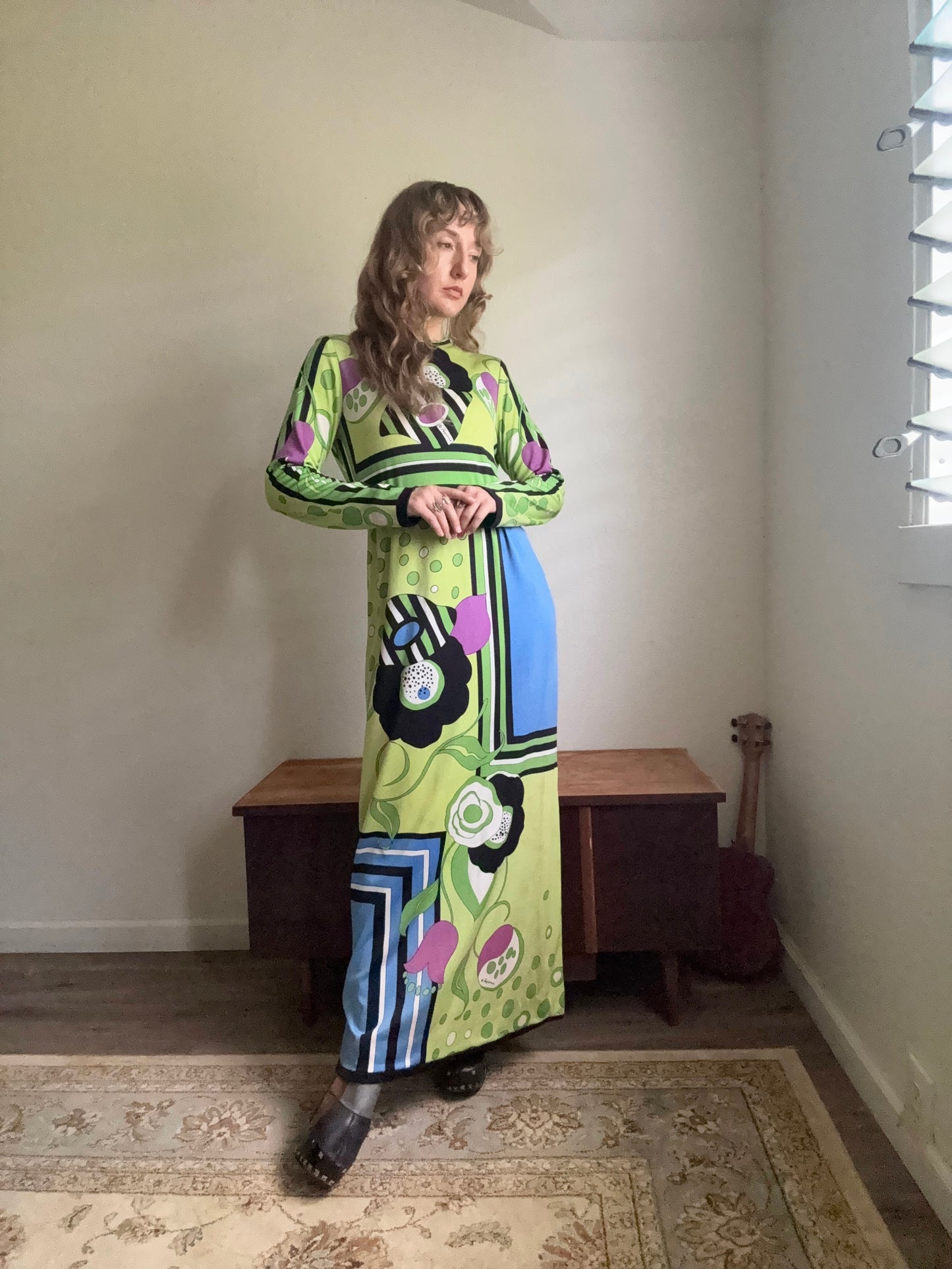 1970s Paganne Designer Mod Designer Op-Art Knit Dress