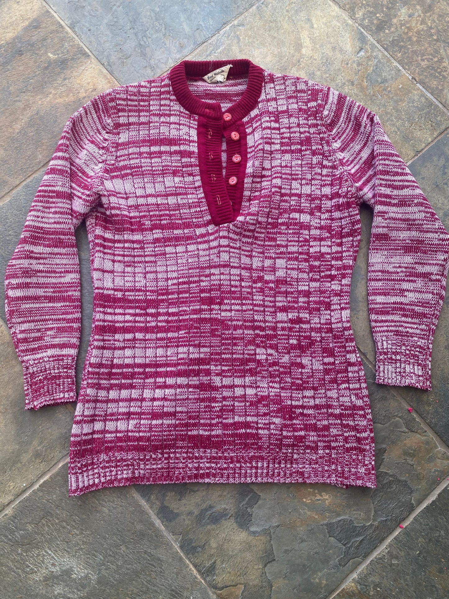 1970s Red Space Dye Acrylic Sweater