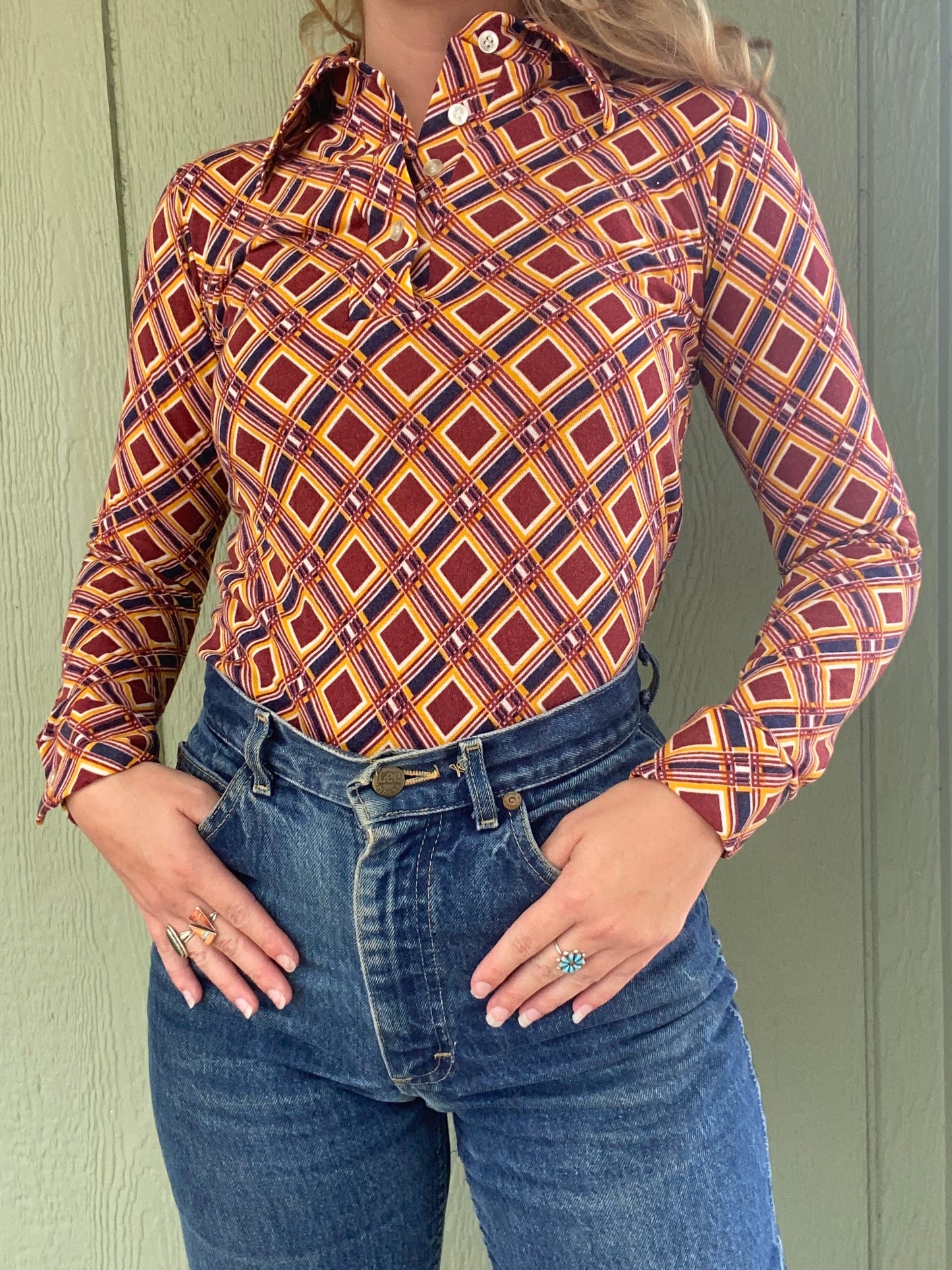 1970s Sears Bazaar Geometric Blouse