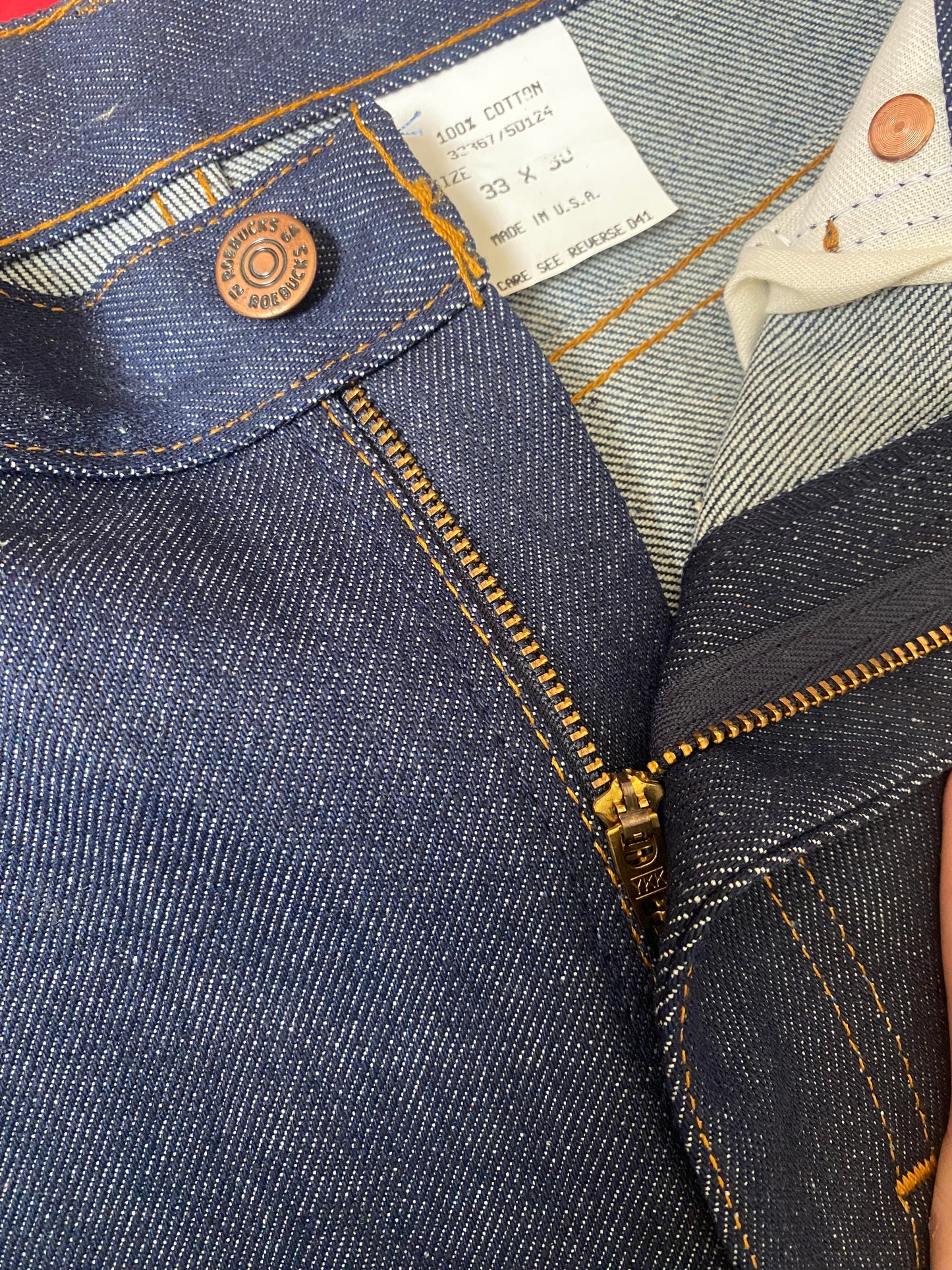 1980s Deadstock Sears Roebucks dark wash denim 33x30