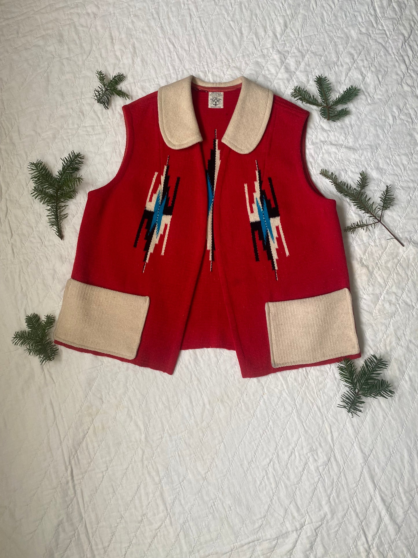 1970s two tone Ortega’s Chimayo Vest with Collar 42