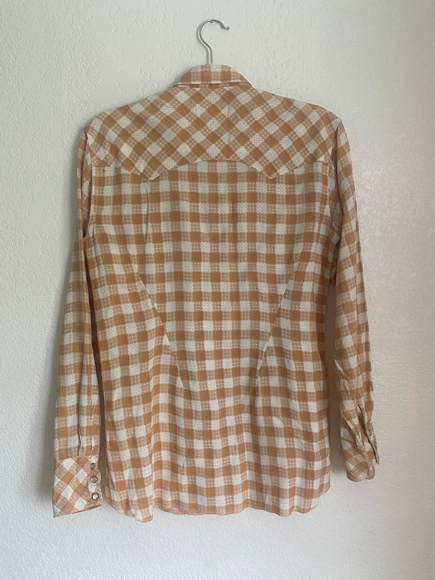 1950s Miller Western Wear sawtooth pearl snap plaid button up shirt Small/ Medium